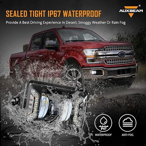 Miniatura 4 de Auxbeam 2023 Actualización de luces antiniebla LED con DRL + luz de señal para Ford F150 2015-2020, 4 pulgadas, luces antiniebla de conducción