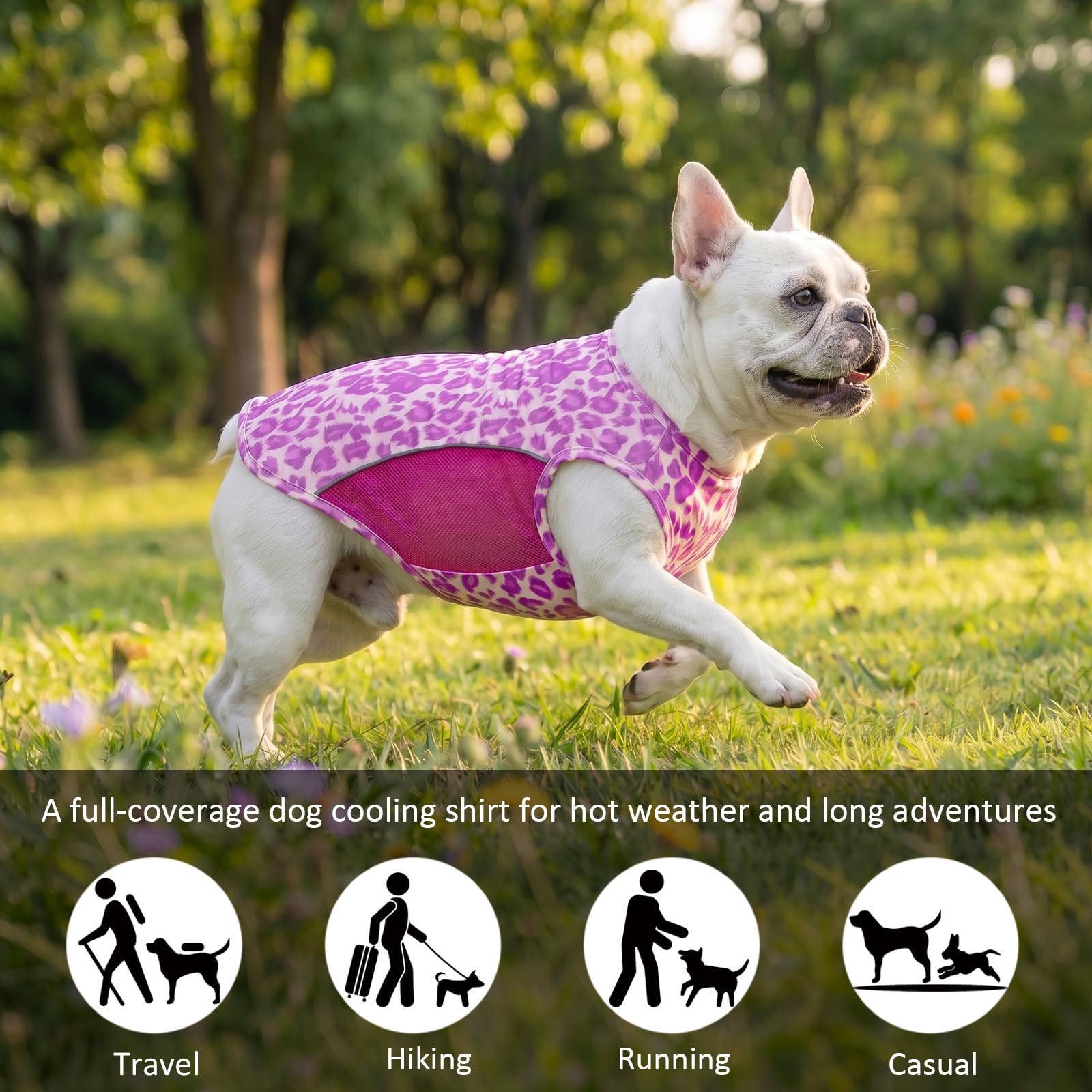 Camisa de protección Solar UPF 50+ para Perro, Paquete de 2 Prendas Suaves de Secado rápido para Perros pequeños y medianos, Leopardo, Rosa, Talla M