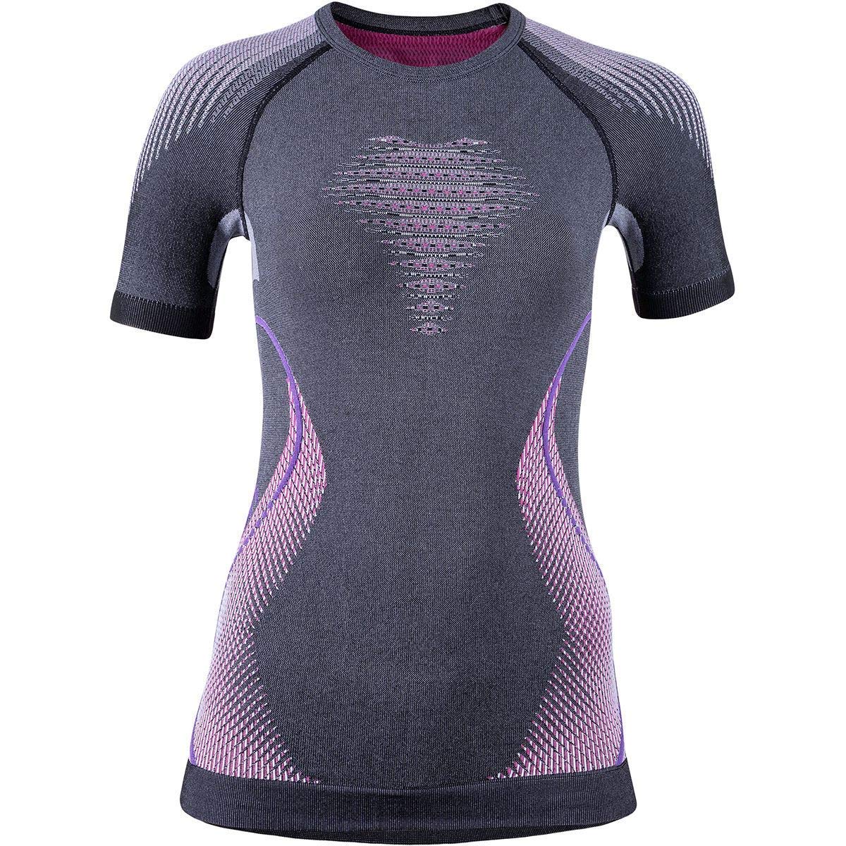 UYN U100050 EVOLUTYON UW SHORT_SL.MELANGE T-shirt Women's Anthracite Melange/Raspberry/Purple M