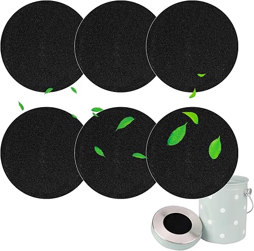 Paquete de 6 filtros de abono para contenedor de encimera, filtros de compost de 6.7 pulgadas, carbón, filtro de compost grueso, filtros de carbón