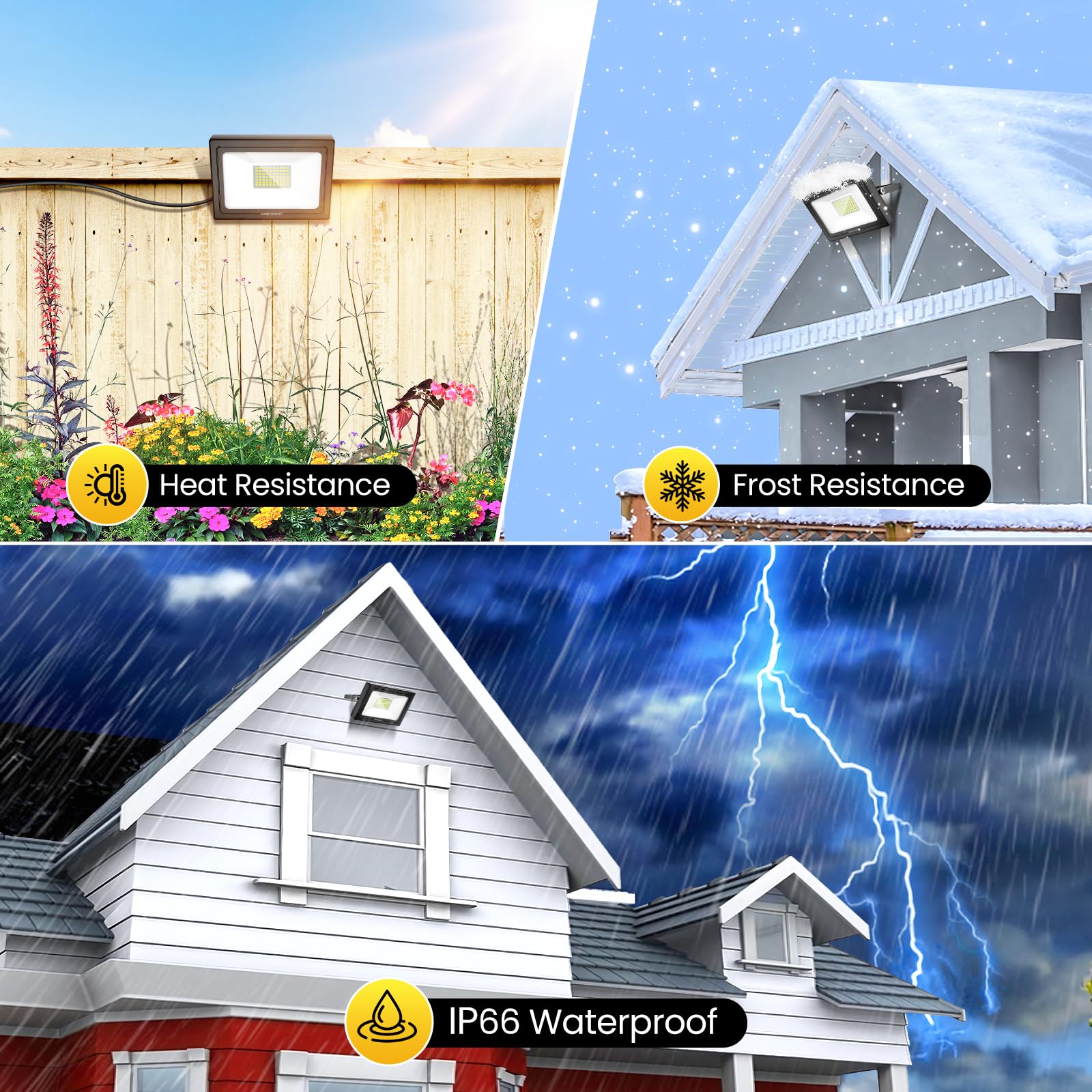 Ankishi Security Light 100W, 2 Pack LED Floodlight 10000lm, IP66 Flood Lights Outdoor With [Wove Glass], 5000K Daylight White Outside Light With - View #11