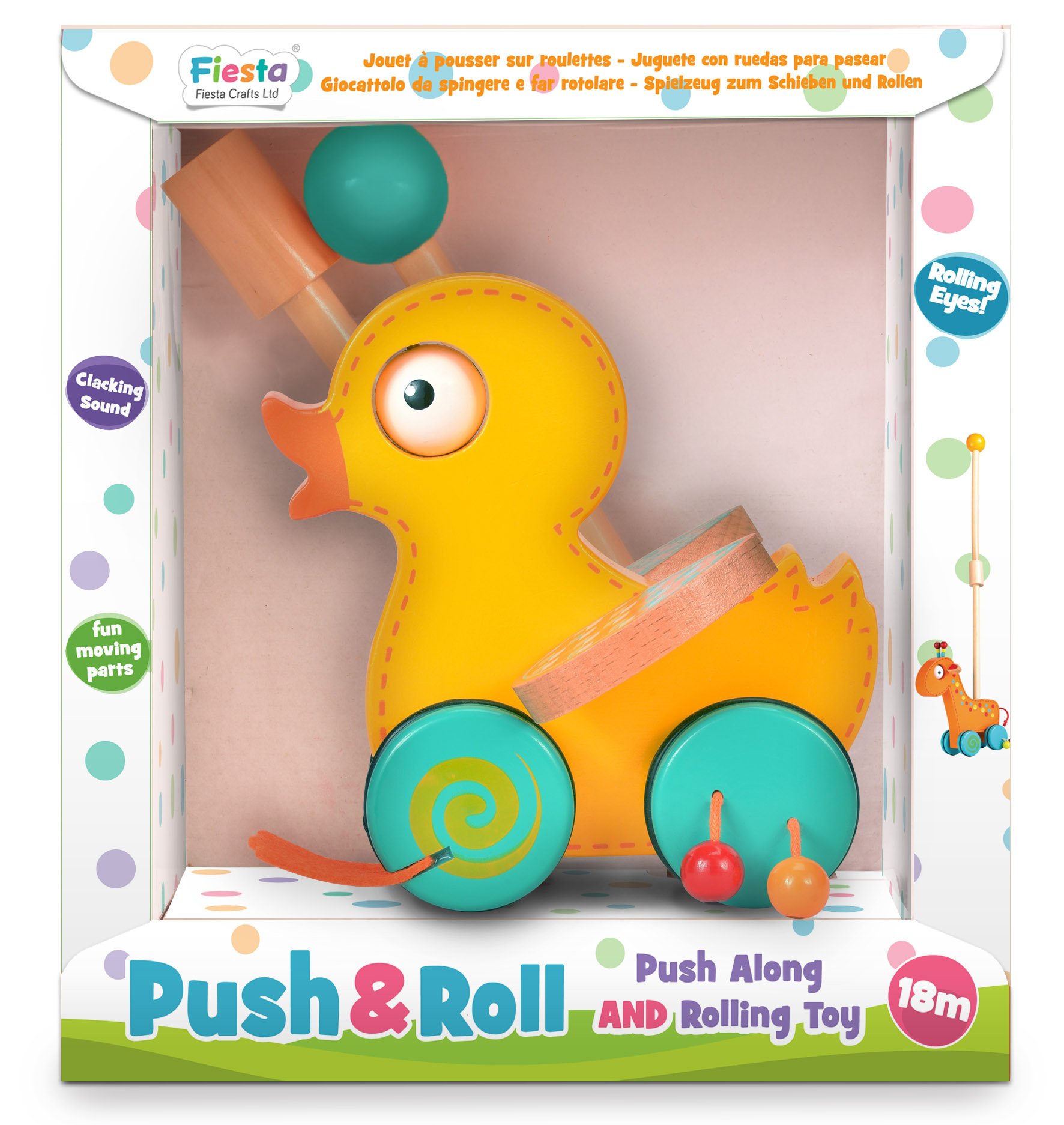 Fiesta Crafts Wooden Duck Push and Roll Along Toy