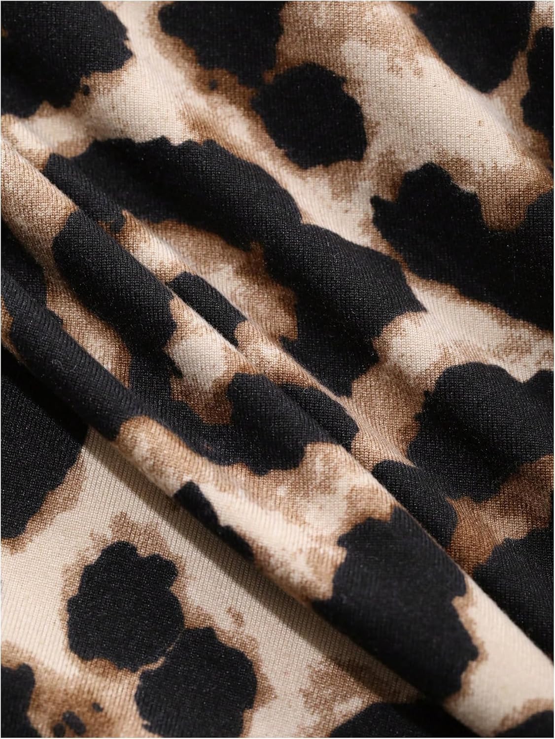 SweatyRocks Women's Cowl Neck Leopard Print Fitted T Shirts Long Sleeve Going Out Tops - Image 3