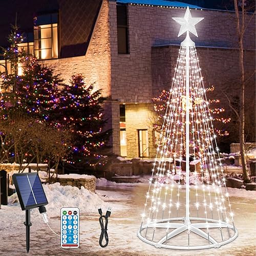 Miniatura 17 de 3 paquetes de luces de árbol de Navidad en forma de cono, luces de árbol de Navidad de 4' 5' 6' regulables con 12 modos de control remoto, luces de