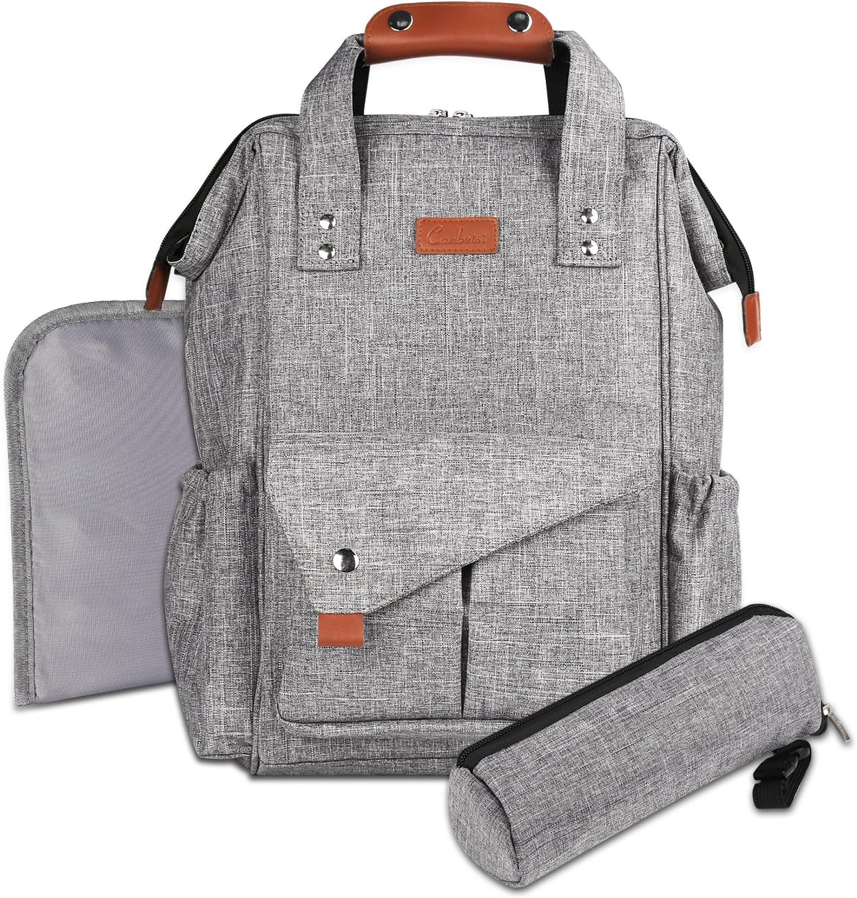 Baby Diaper Bag Backpack Large Capacity Waterproof Travel Diaper Bags Designer Multi-Function Nappy Changing Bag Organizer for Baby Care, with Insulated Bottle Pockets (Grey) …