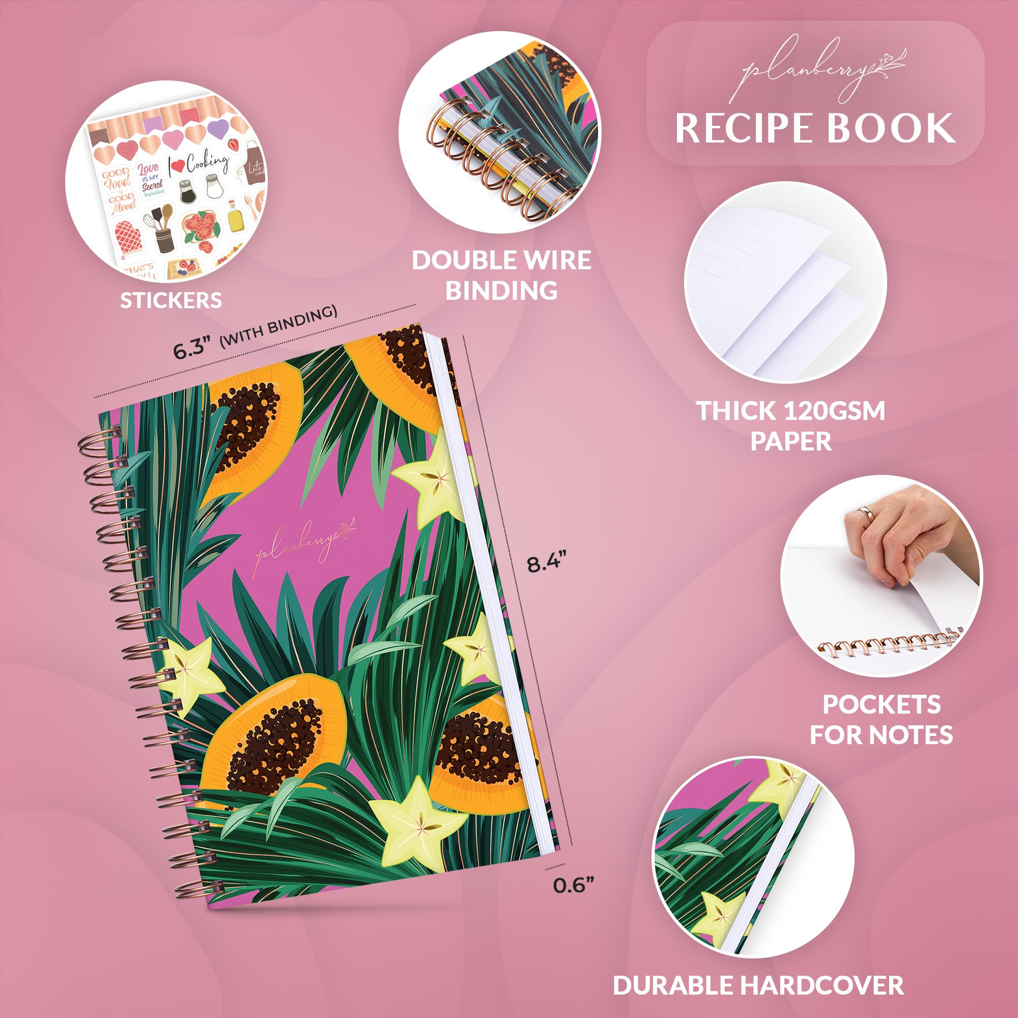 PLANBERRY Recipe Book, Blank Hardcover Cookbook to Write in Your Own Recipes, Empty Cook Book Journal to Fill in - Image 2