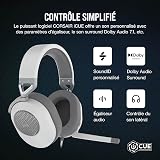 Corsair HS65 SURROUND Multiplatform Wired Gaming Headset - Dolby 7.1 Surround Sound - SonarWorks SoundID - iCUE Compatible - PC, Mac, PS5, PS4, Xbox, Nintendo Switch, Mobile - White - 7