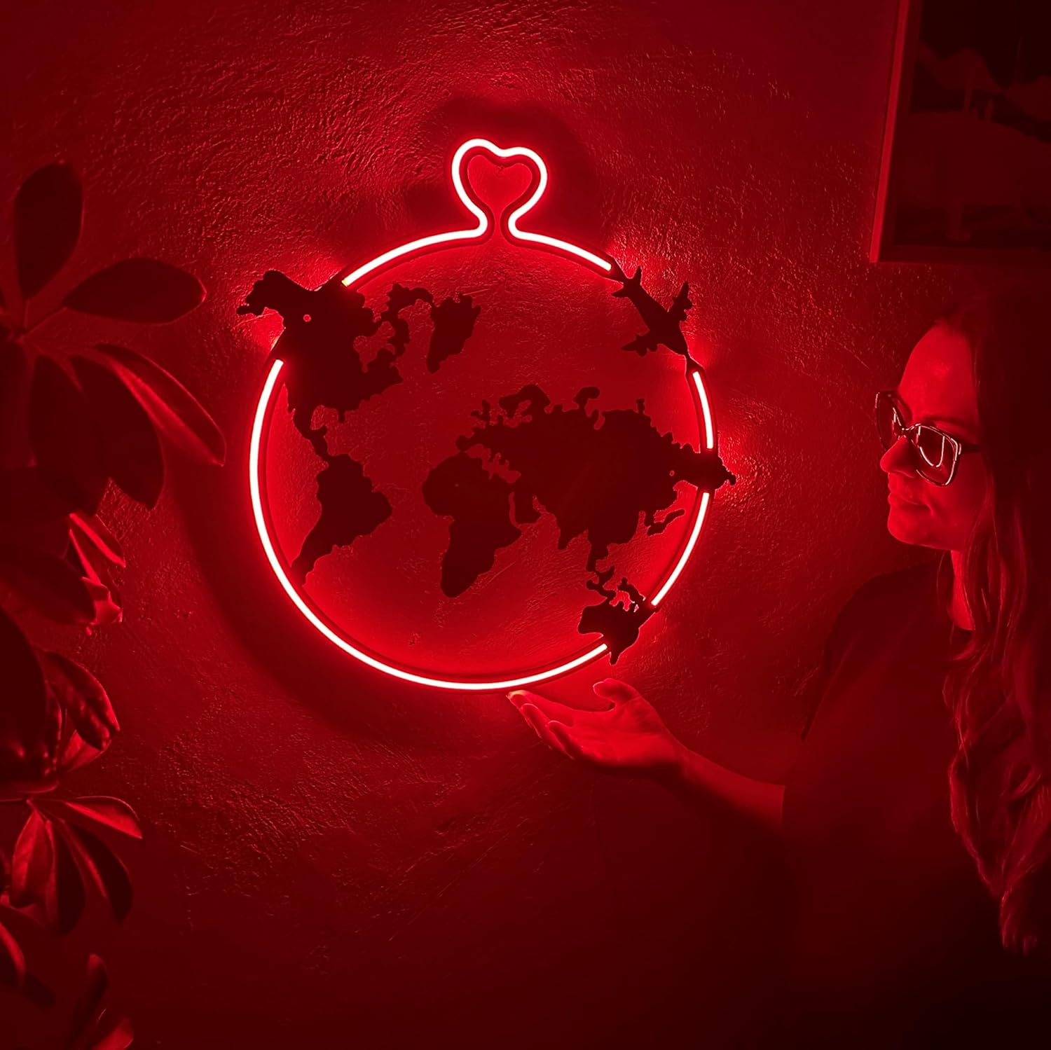 Love Around Neon Metal Wall Decor, Neon World Map, Neon Wall Sign, World Map Neon Sign, Led Neon Lights, Neon Sign Wall Decor, Travel Sign (Without Remote Control)