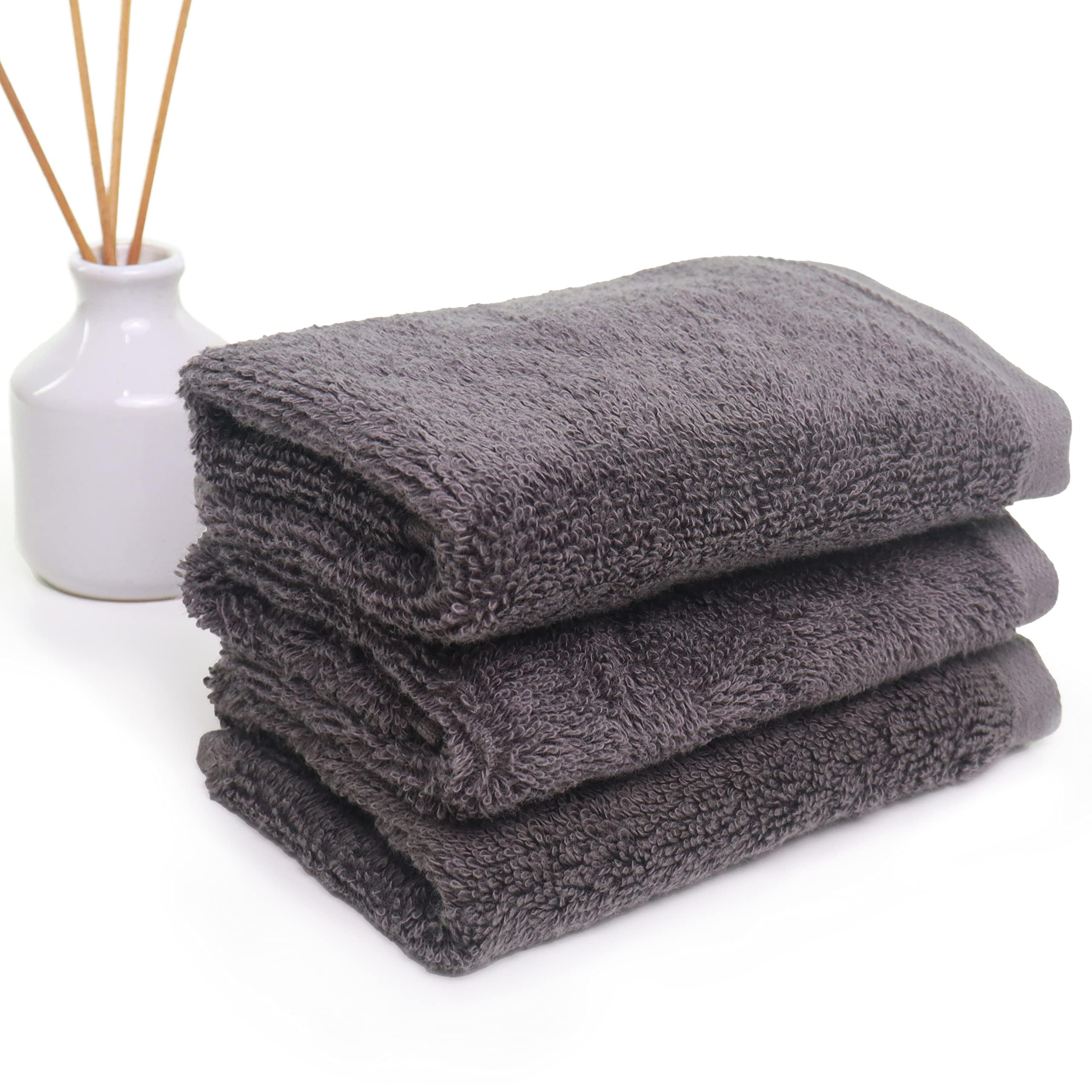 HEELIUM Bamboo Face Towel | Ultra Absorbent & Odour-Free | 3X Softer Than Cotton Towels | 30 x 30 cm - 600 GSM | Pack of 3 - Grey