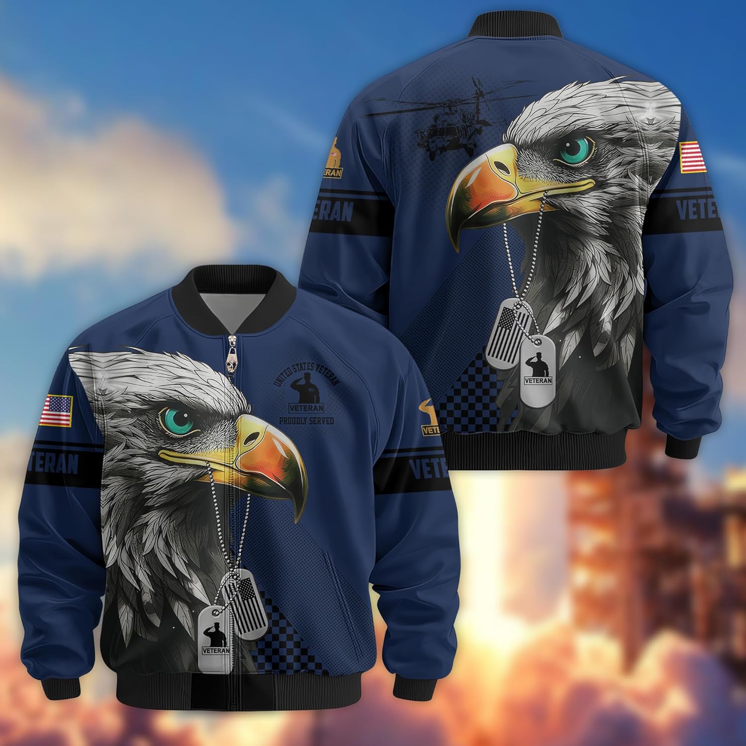 Proudly Served Veterans Varsity Jacket, Military Bomber Jacket Patriotic Style – Perfect Veteran Gift, Ideal for Veterans Day