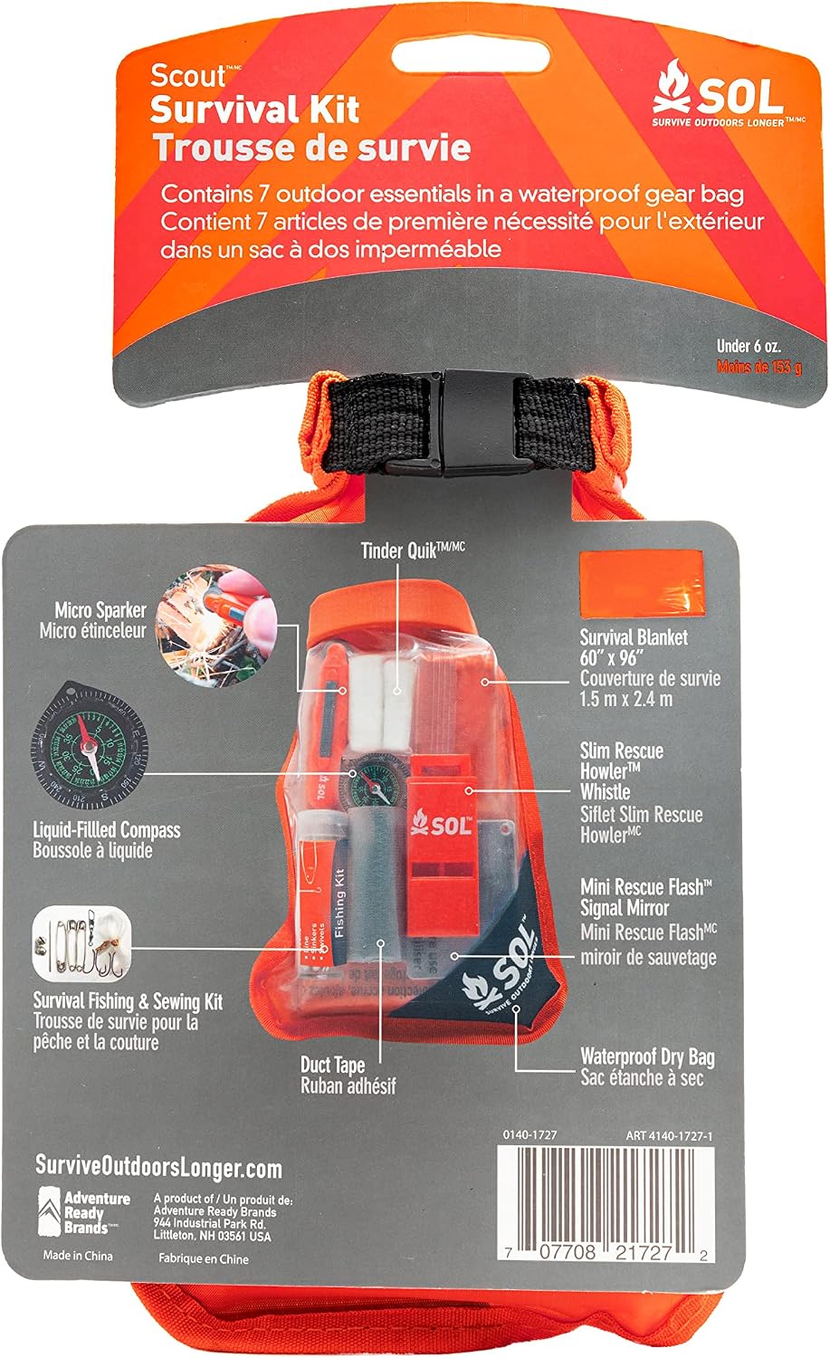 S.O.L. Survive Outdoors Longer S.O.L. Waterproof Bag Scout Survival Kit