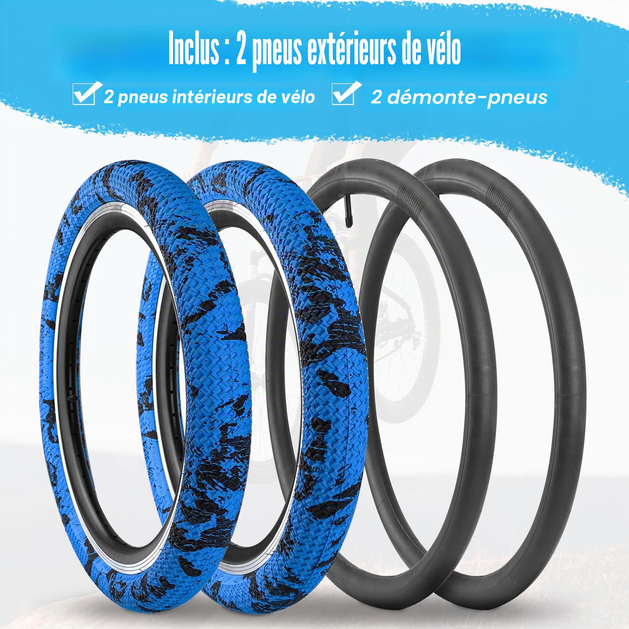 ZUKKA Lot de 2 pneus de vélo 30TPI 20" - 20 x 2,10-56-406 - pour vélo d'enfant de 20" - pour VTT, BMX