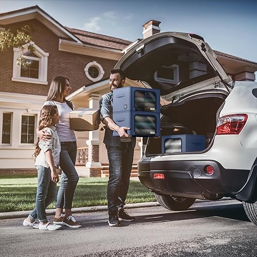 Miniatura 4 de Sorbus Contenedores de almacenamiento con marco de metal, bolsas organizadoras de ropa apilables y plegables, contenedores de almacenamiento de tela