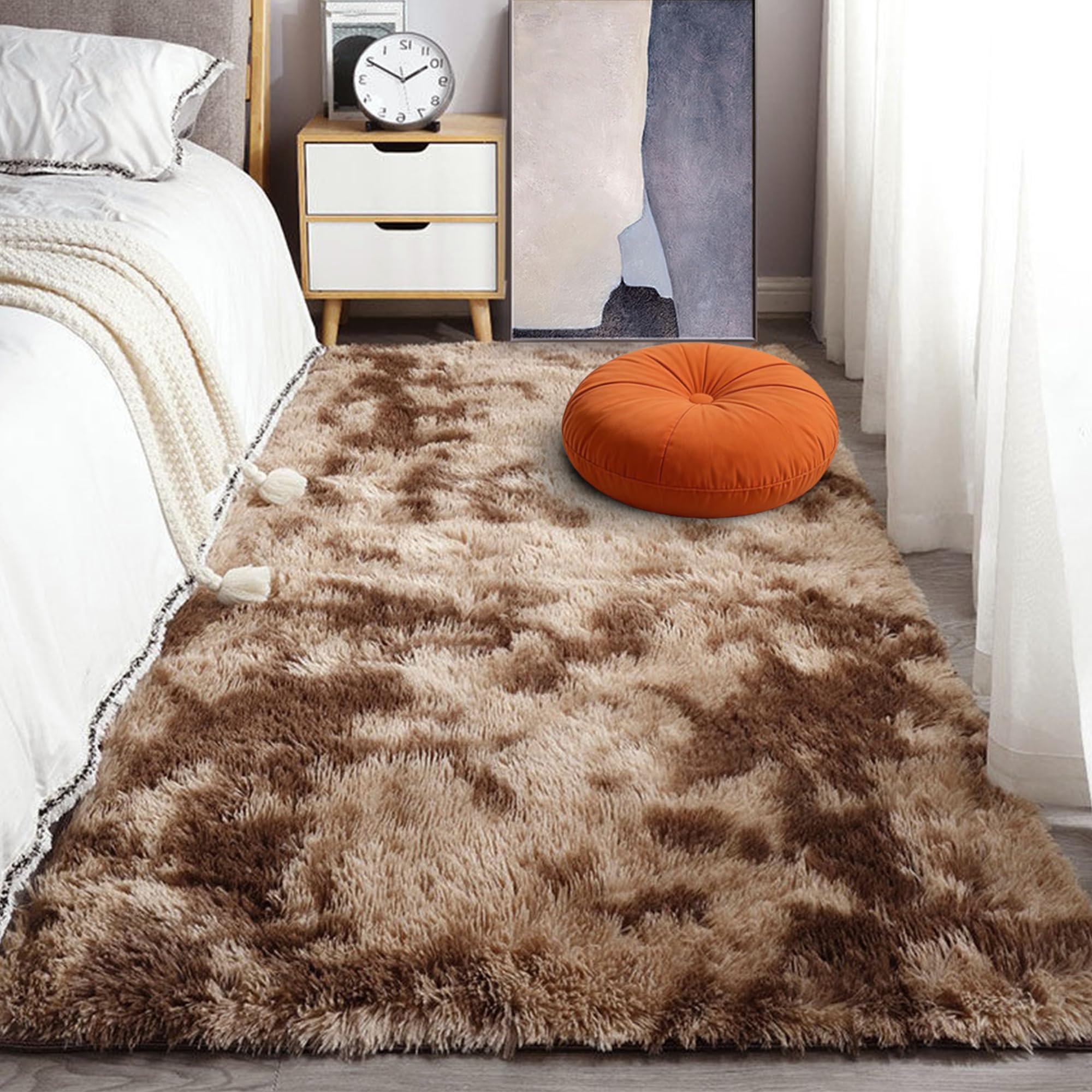 Tapis chambre 330 x 370 au fini brillant et design raffiné pour salon moderne
