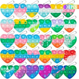 DODOLOL 30 Pack Pop Heart Keychain It Heart Fidget Toy Kids Party Favors Classroom Prizes Its Heart Keychains Bulk Mini Heart Pops Toys for Bos Girls Valentines Day Gifts for Kids Goodie Bag Stuffers