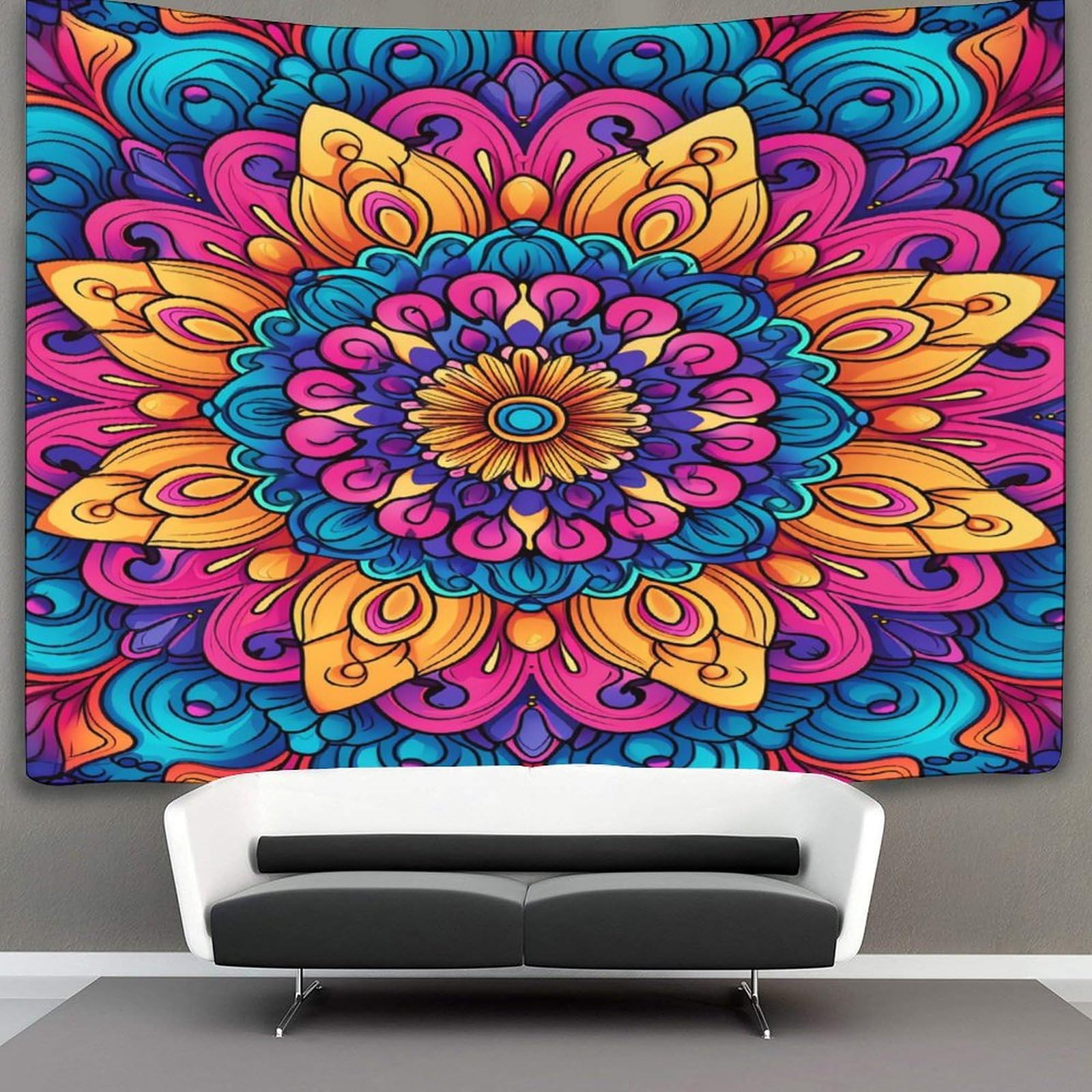 kaiyun Mandala Tapestry Wall Hanging,Datura Flowers for Bedroom Decor Birthday Party Celebration Or Garden Backdrop 100cmx150cm