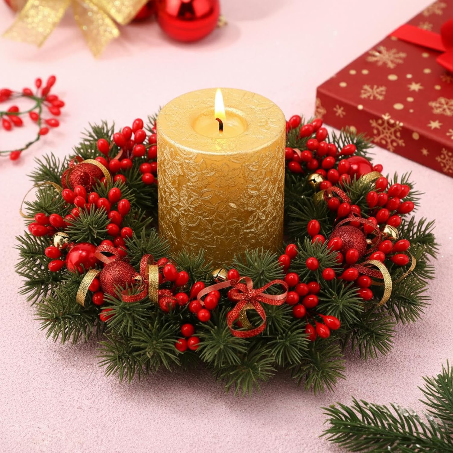 BBTO Pack of 400 Red Artificial Holly Berries, Christmas Fake Fruit Berries on 200 Wire Stems for Christmas Tree Decoration, Flower Wreath DIY Craft