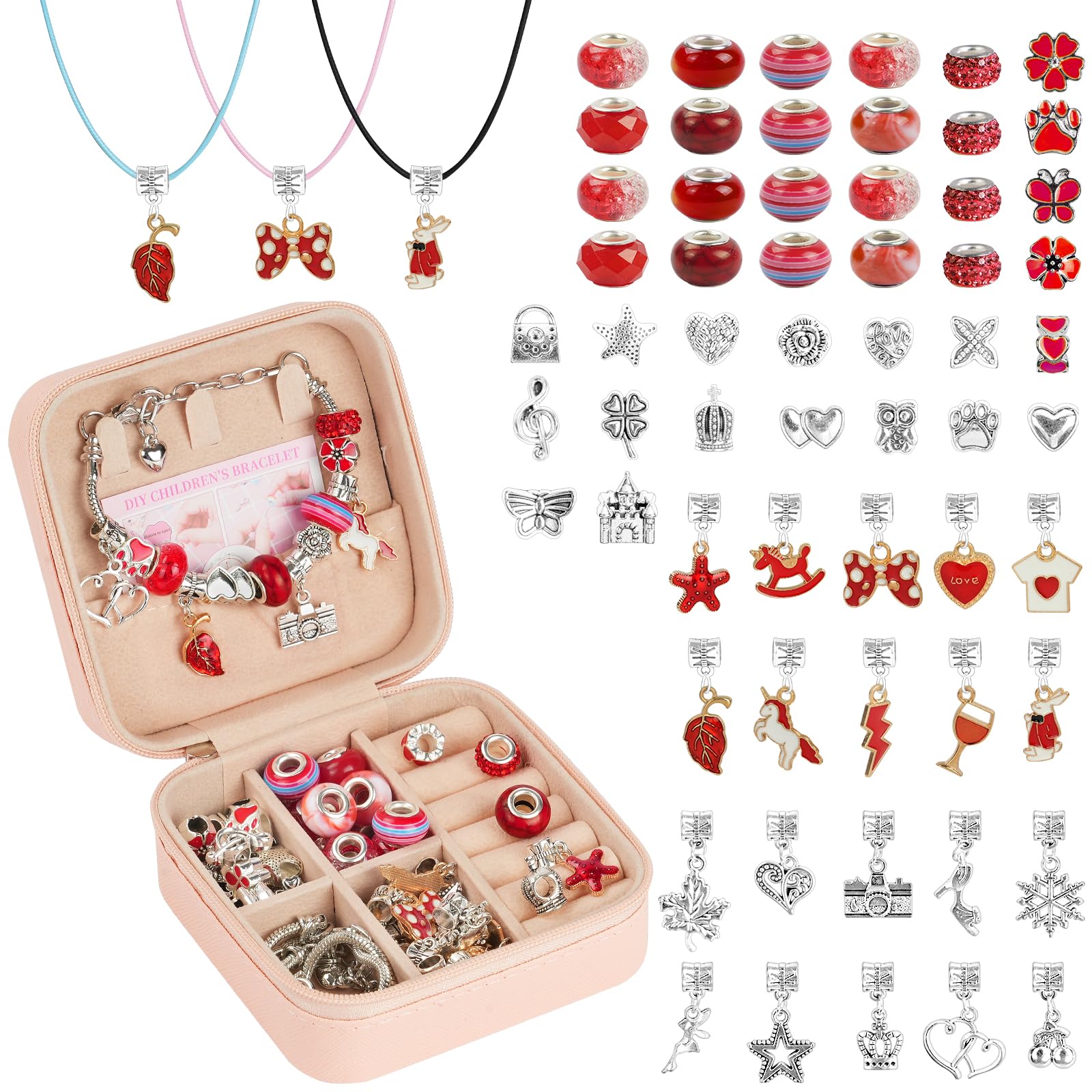 AUAUY Charm Bracelet Making Kit, 66pcs Gifts for Women Bracelet Making Kit with Box Jewellery Making Kit