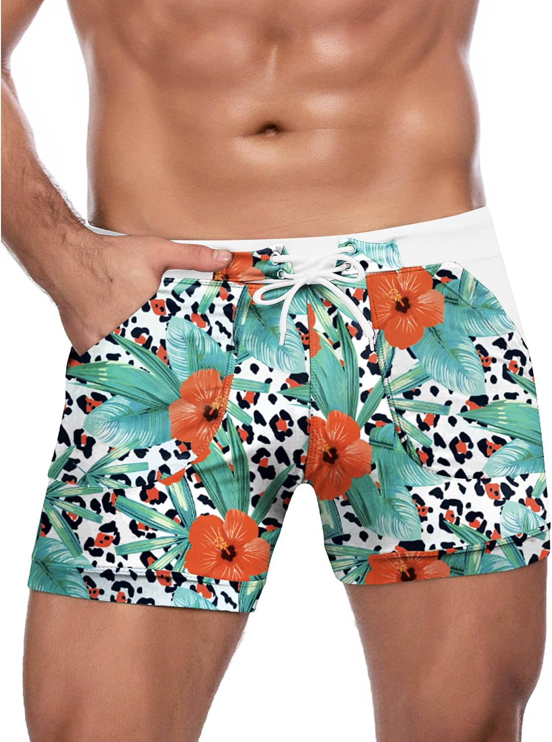 COOFANDY Swim Trunks for Men Sexy Swim Brief Square Leg Swimsuit Swimming Short Bathing Suit with Pocket S-XXL - Image 2