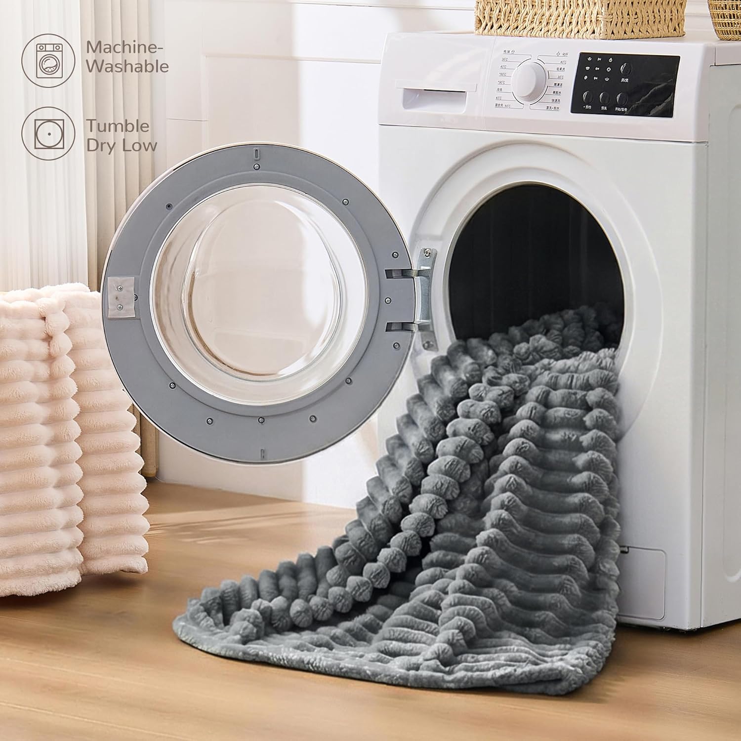 Gray Fleece Twin Size Blanket for Bed, Super Soft Cozy Blanket for Home Decor, Perfect Cozy Gifts for Women Men Gifts, Lightweight All Season Bed Blanket, 60x80 Inches - Image 5