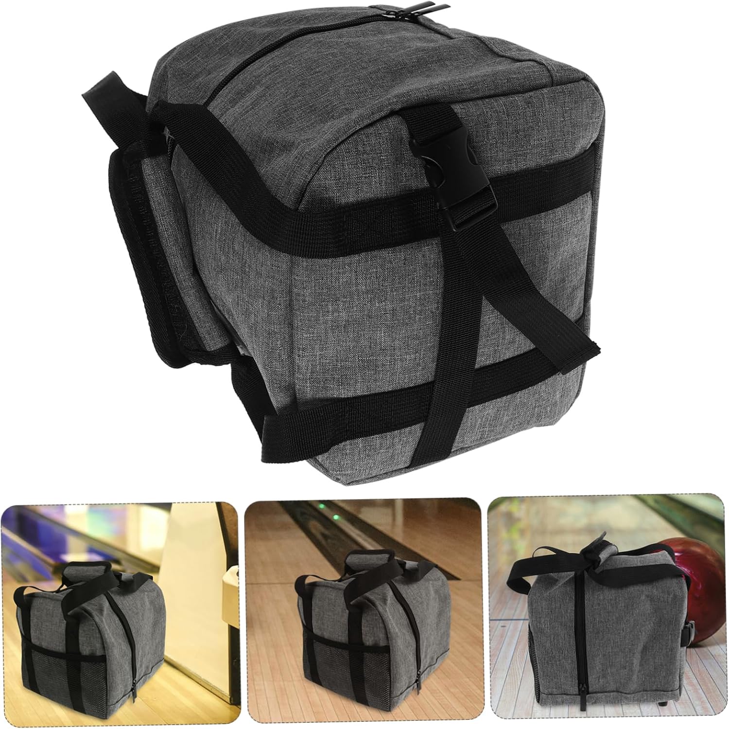 Kisangel Single Bowling Bag with Padded Holder for Stylish Mesh Tote for Bowling Accessories for Travel and Enthusiasts Grey Color