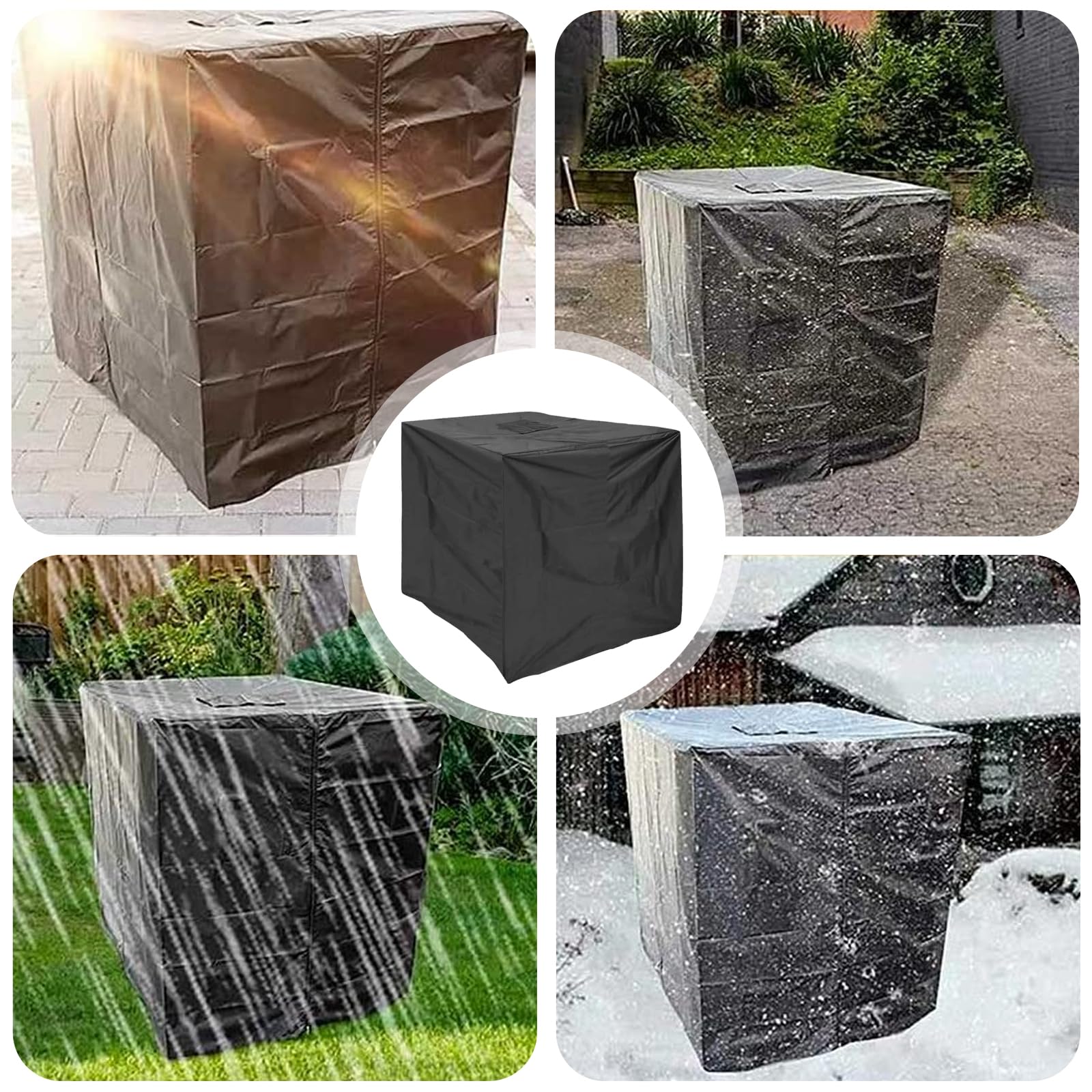 Copertura per Serbatoio IBC 1000L, Telo Protettivo UV Oxford 210D Impermeabile e Antipolvere per Serbatoio Acqua piovana, antistrappo, 120x100x116cm, Copri Contenitore Esterno