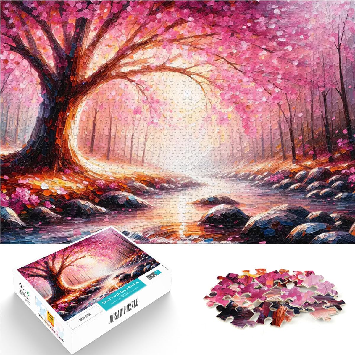 Puzzles pour Adolescents 2000 pièces Ruisseau d'harmonie de Fleurs Roses Jeu de Quiz est idéal comme Cadeau pour Toute la Famille 70x100cm