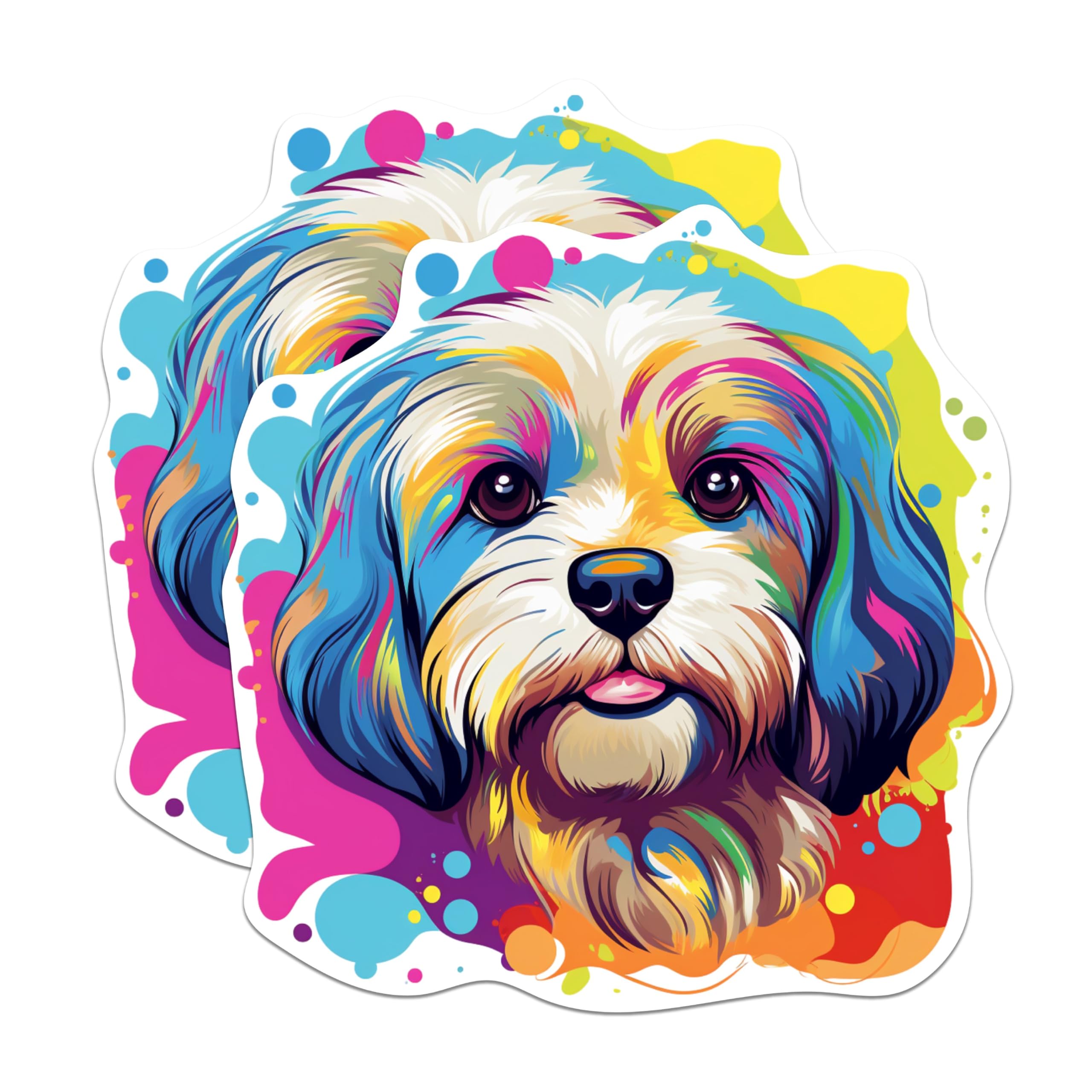 (2 Pack) Lhasa Apso Dog Breed Stickers - 5 Inches On Longest Side - Choose from Over 100 Dog Breeds - for Cars, Trucks, Skateboards, Laptops - Made in USA - BMCS1896