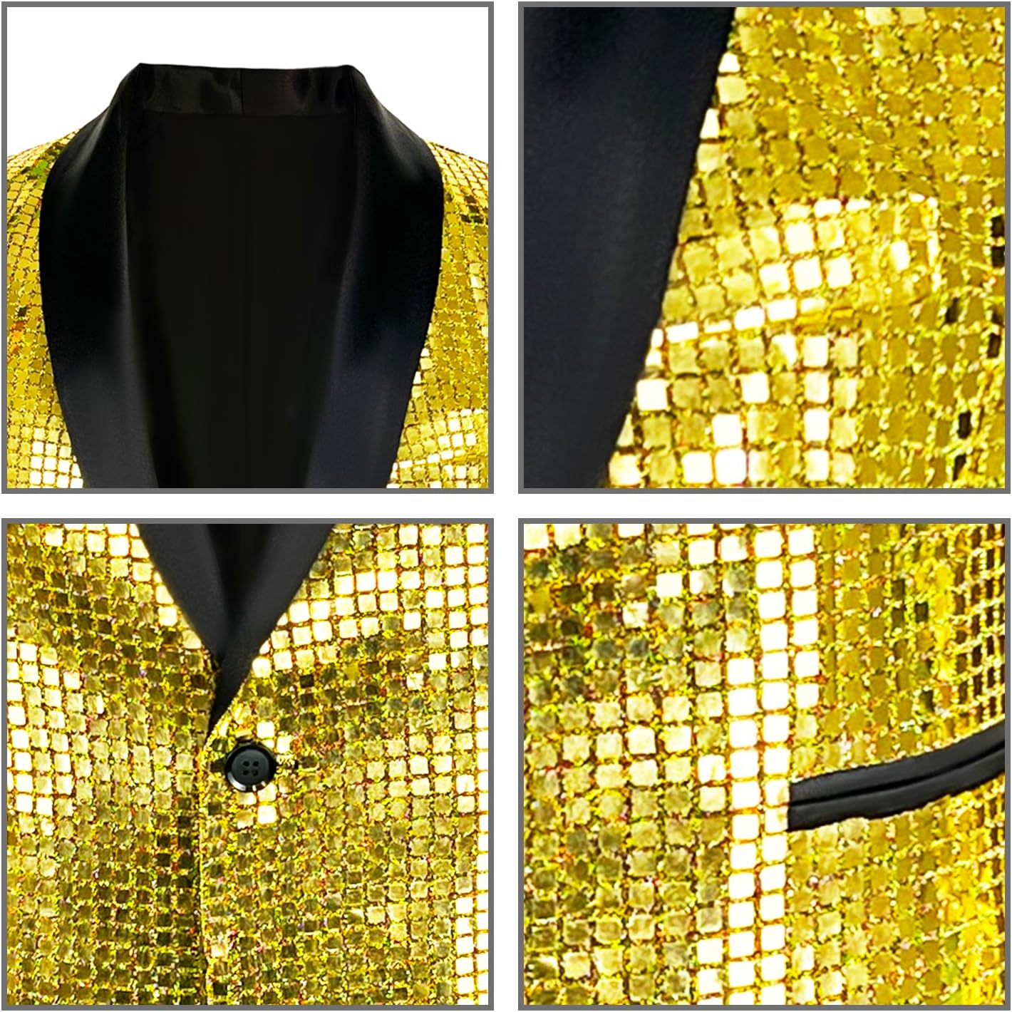 Nawgut Sequin Blazer Metallic Suit Disco Prom Shiny Jacket Wedding Party Banquet Fashion Tuxedo for Mens Adult - Image 4