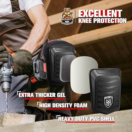Miniatura 2 de REXBETI Rodilleras mejoradas para el trabajo, rodilleras de construcción para hombres, rodilleras de gel de espuma antideslizantes resistentes y