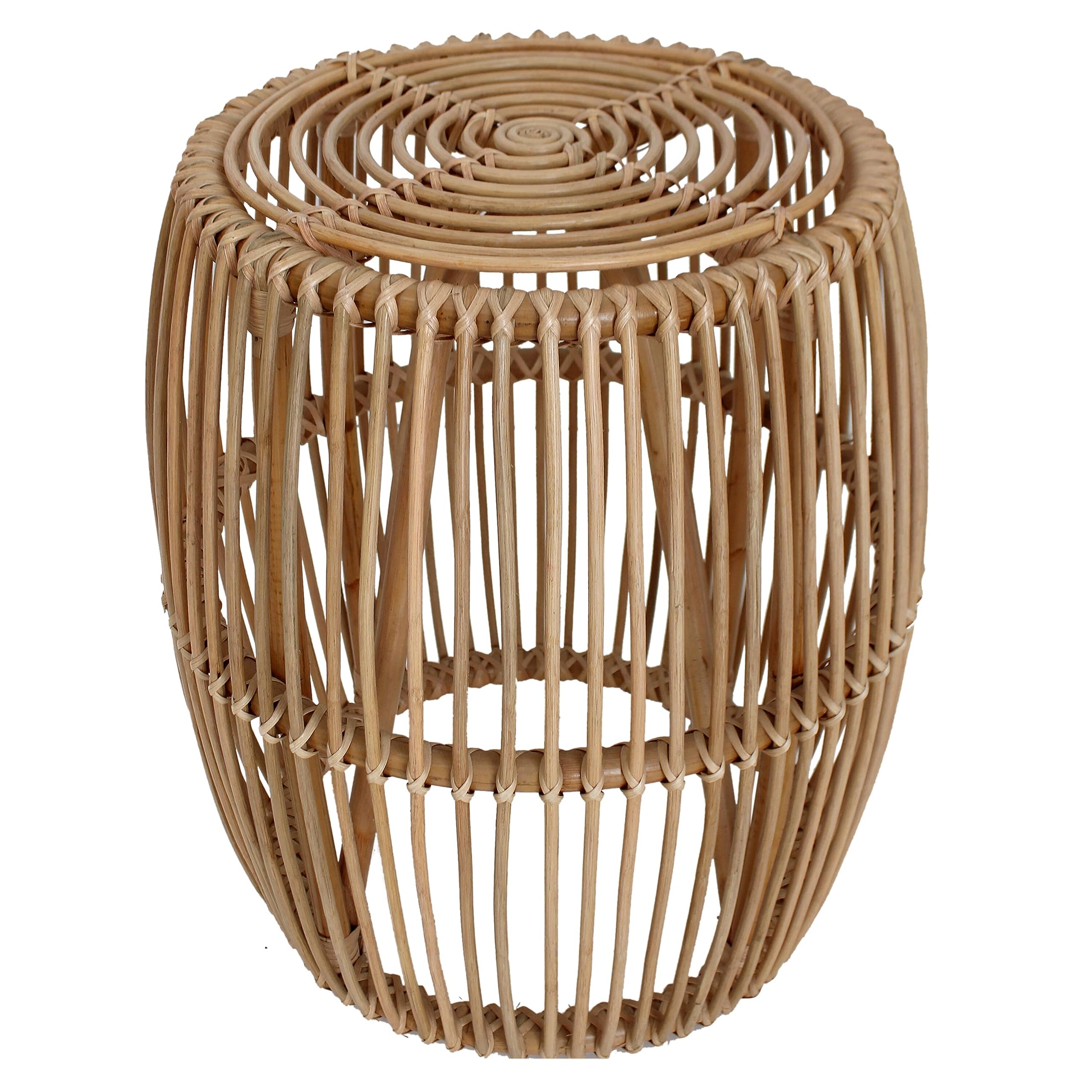New Pacific Direct Keegan Beistelltisch Aus Rattan – Rund, Natürliche Farbe, Fertig Montiert – Für Wohnzimmer & Terrasse