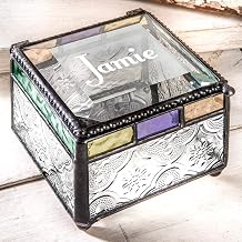 J Devlin Personalized Glass Keepsake Box, Multicolor