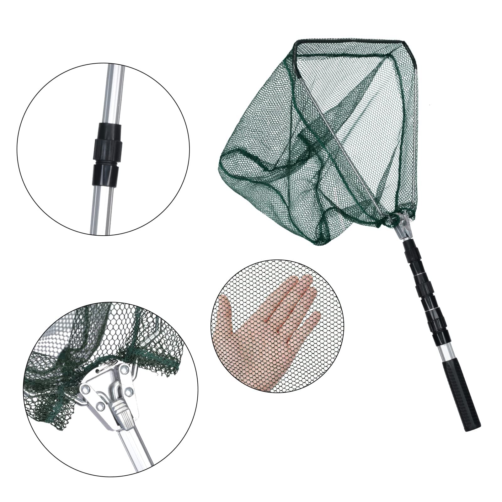 LEcylankEr Épuisette de pêche pliable épuisette caoutchoutée avec manche télescopique de 120 cm épuisette de capture épuisette de pêche pour fishing