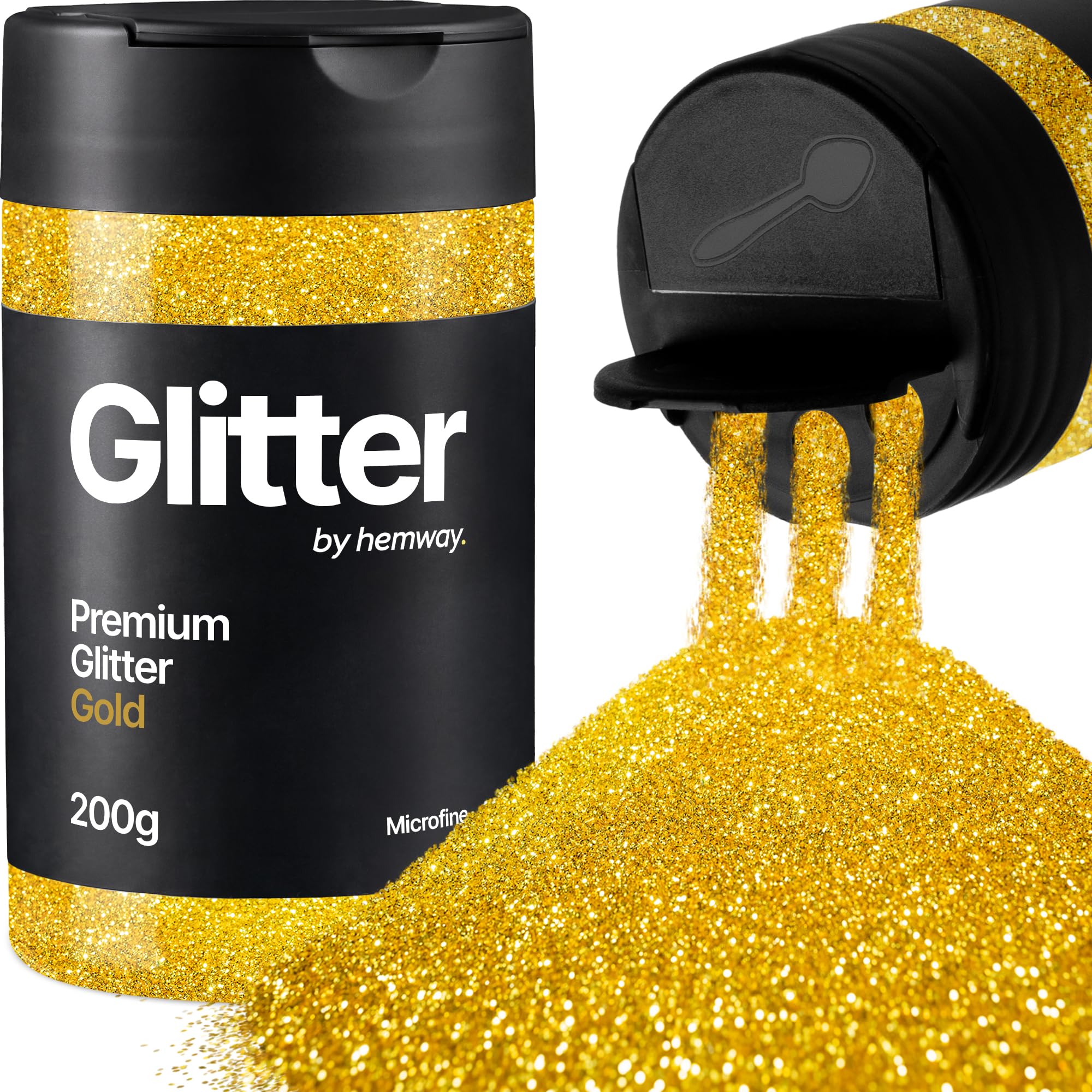 Hemway Gold Glitter Shaker, 200g Microfine Glitter for Crafts Metallic Flake Sequins for Resin & Epoxy Crafts for Decorating, Halloween, Christmas, Nail, Face, Art
