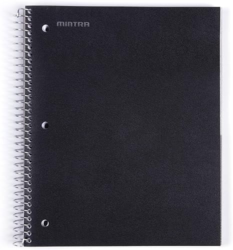 Miniatura 2 de Mintra Office Cuadernos en espiral duraderos, 3 materias, (negro, rayas anchas, 12 paquetes), 150 hojas, 3 bolsillos de polietileno, cubierta