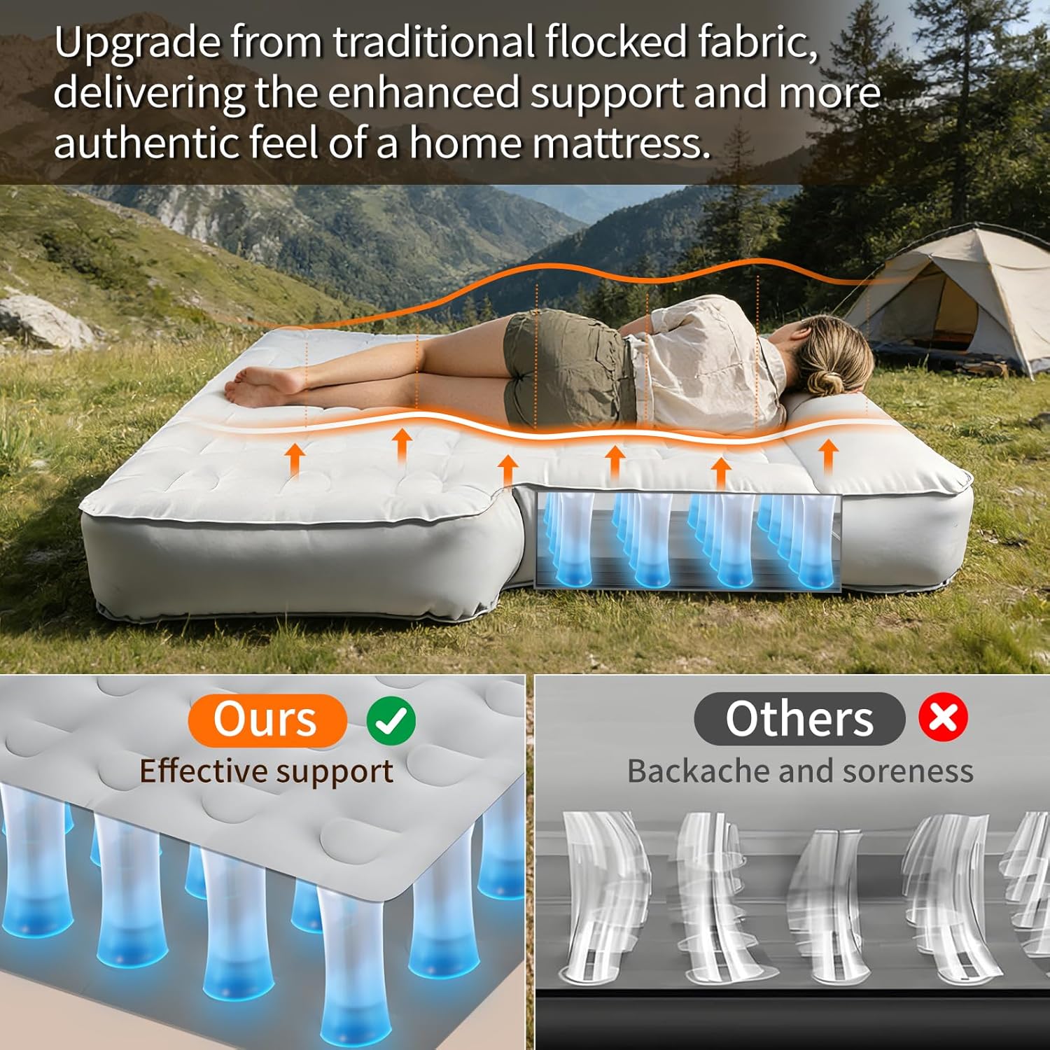 Truck Bed Mattress 5-5.5ft for Mid-Size Pickup, Fabric Texture Truck Bed Air Mattress Customized for Tacoma, Gladiator, Colorado, with Detachable Air Pump, for Truck Bed Camping, Road Trips & Travel