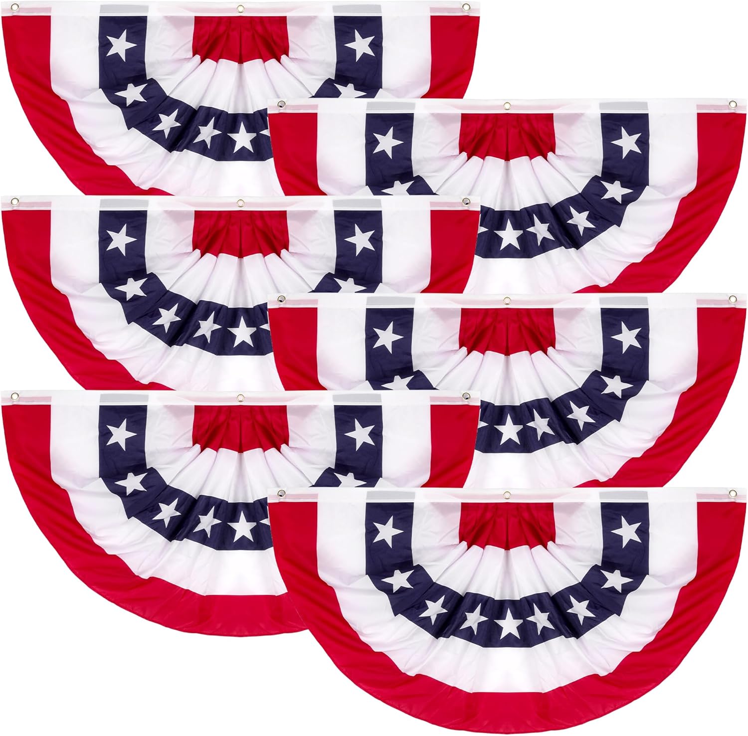 6 PCS American Pleated Fan Flag, 2 × 4 FT 4th of July Decorations, Patriotic Flag Bunting, Fourth of July Banner Bunting for Independence Day Memorial Day 250th Anniversary Decor Decorations