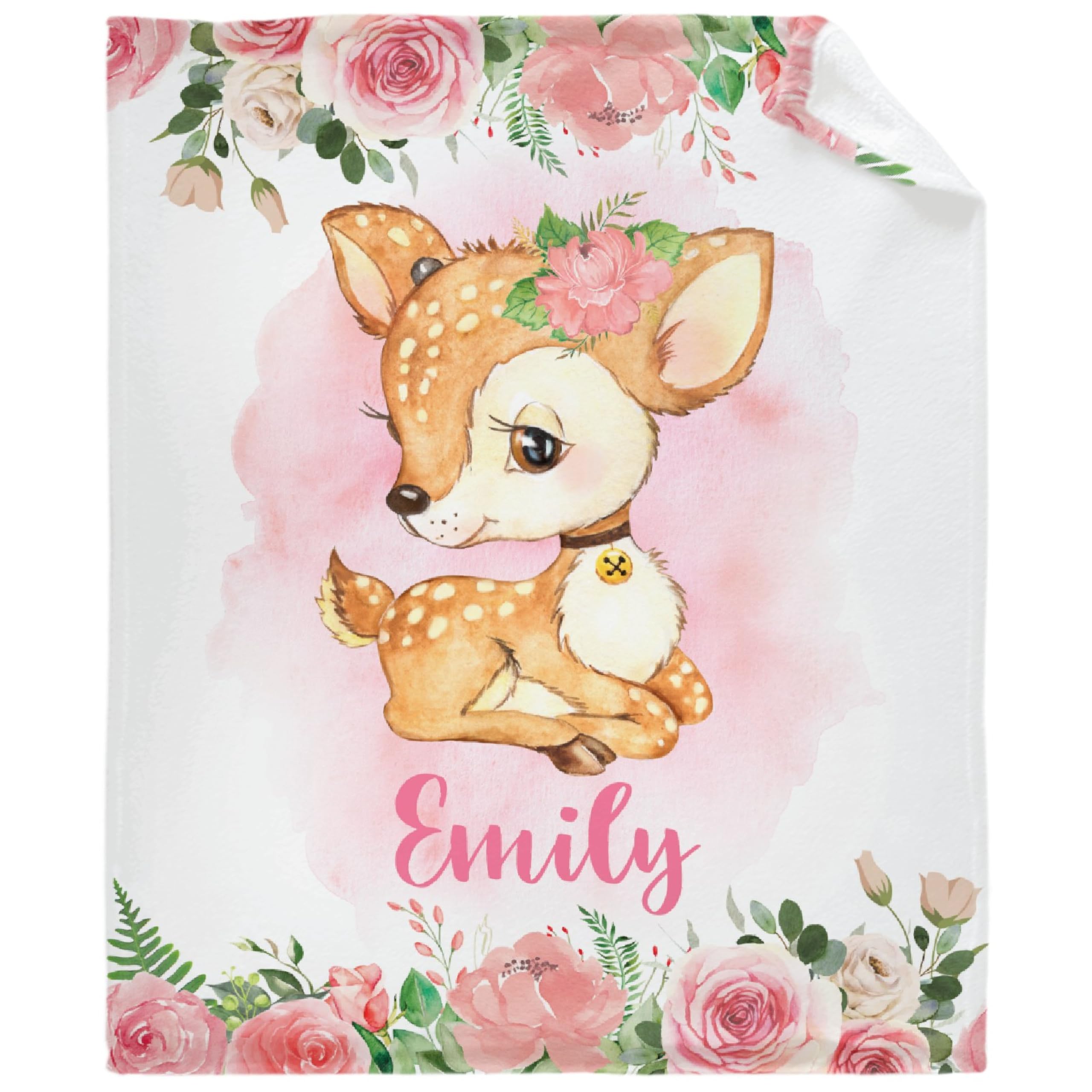 Personalized Gift for Girl/Boy Custom Baby Deer Blankets for Couch Sofa Bed Bedroom Living Room Lightweight Throw Blanket (30''x40'' for Baby/Pets)