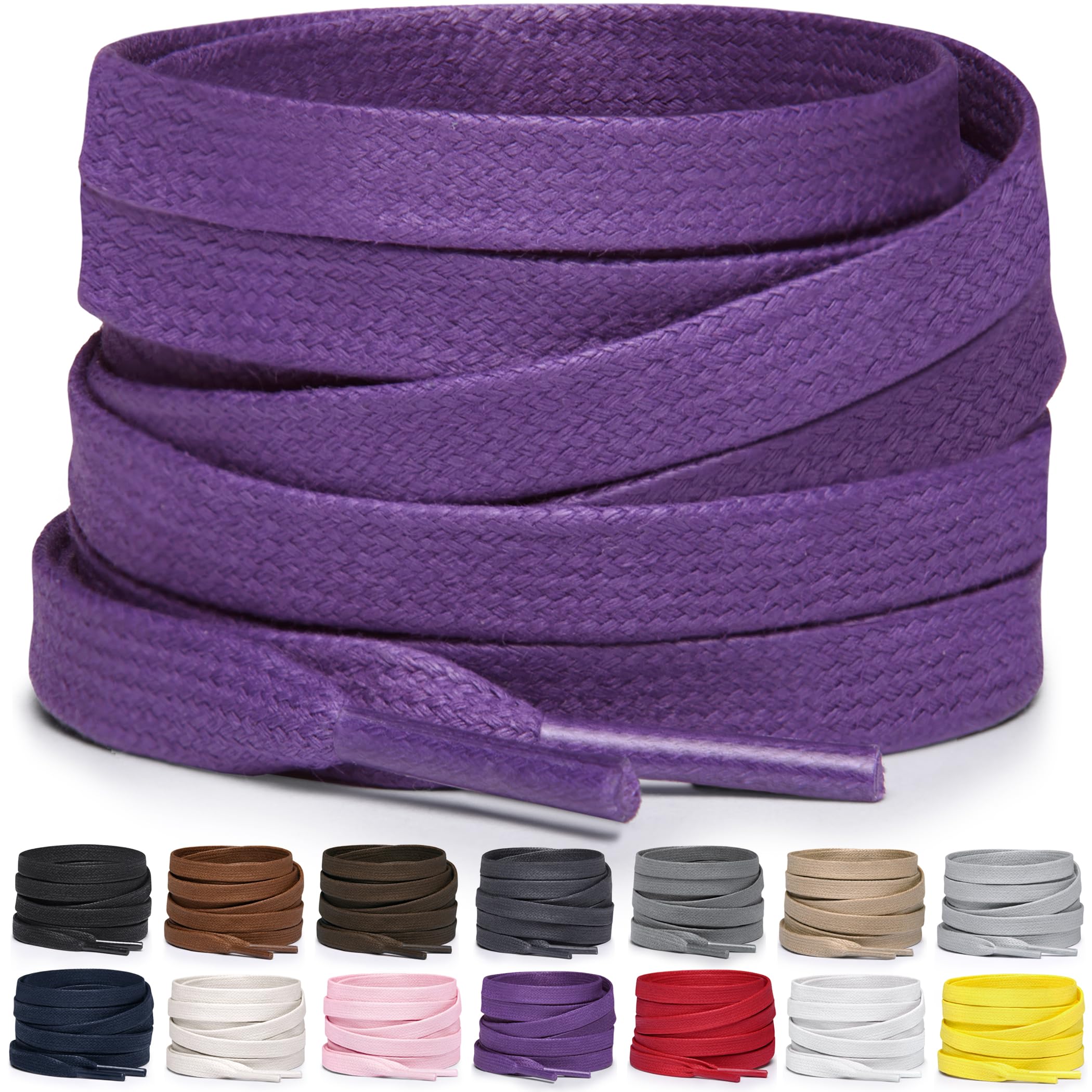 Miscly Flat Waxed Cotton Shoe Laces for Boots, Sneakers, and Shoes – Multiple Lengths and Colors Available