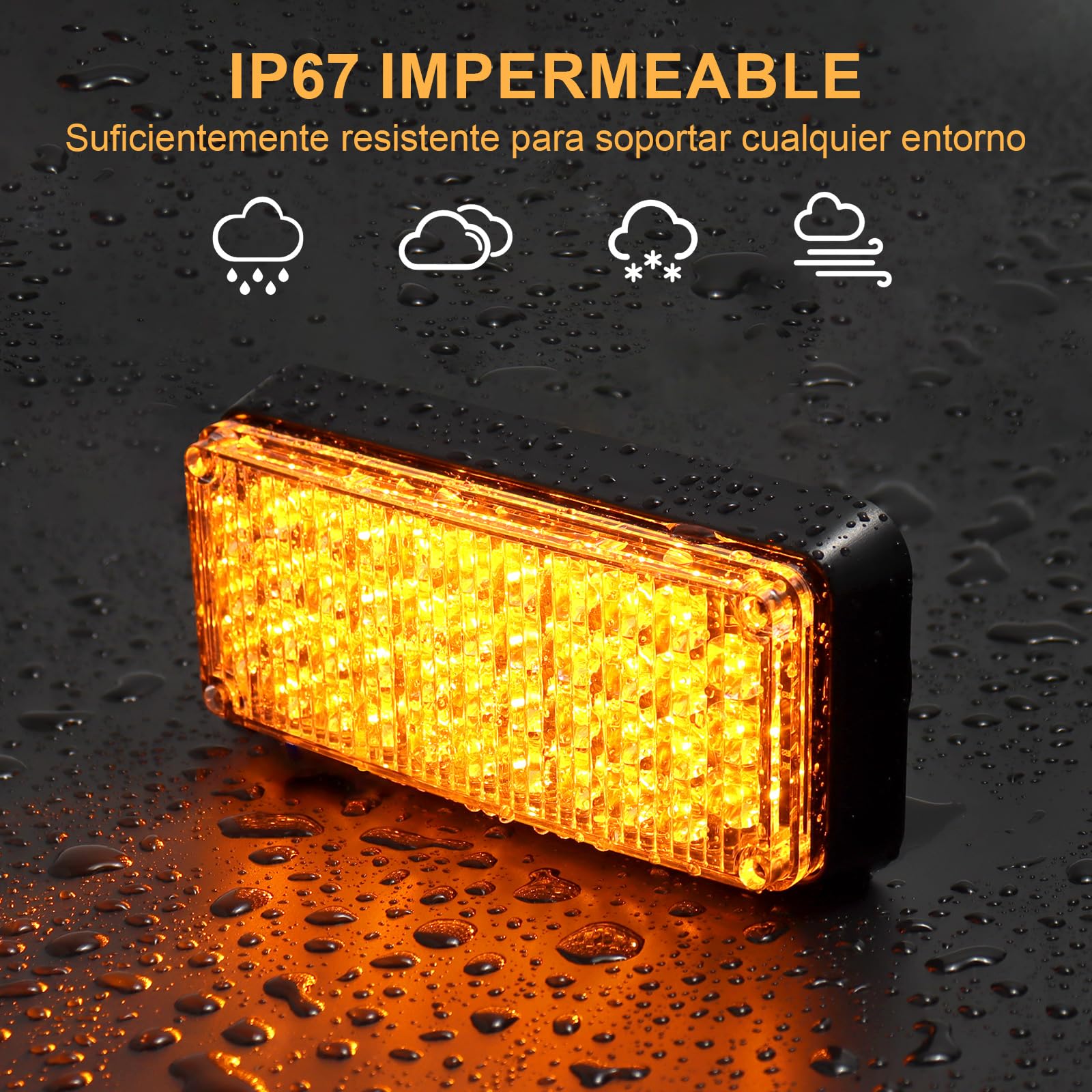Dinfu LED faro giratorio batería, luz de advertencia amarillo 12V imán inalámbrico 12v luz amarilla led intermitente con 5 modos estroboscópicos intermitentes para coche camión tractor coche camión