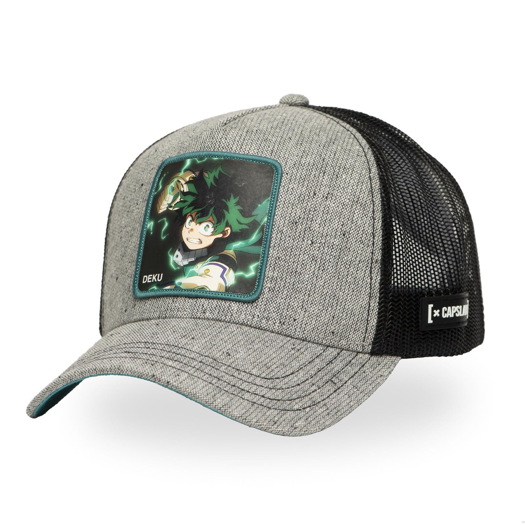 My Hero Academia Men's & Women's All Might Trucker Cap, Adjustable with Snapback, Light Grey Heather/Black, One Size