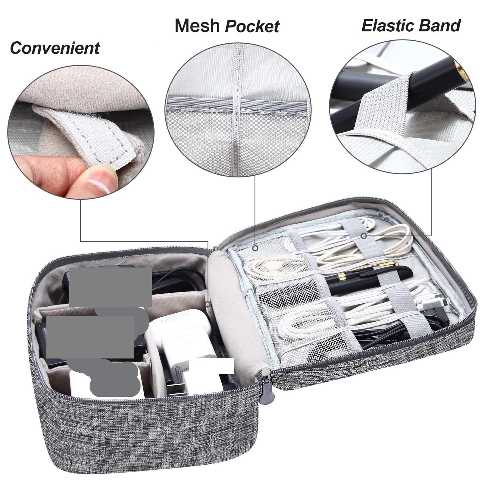 1PC Borsa di archiviazione Digitale Portatile Gadget Impermeabile Custodia for Cavi organizzatore dispositivi elettronici Accessori Confezione Forniture per Cavi, Caricabatterie(Black B)