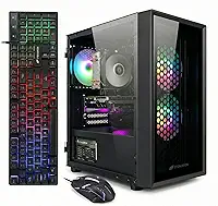 STGAubron PC Desktop para jogos, Intel Xeon E5 3.0G, Radeon RX 550 4G GDDR5, 16G Ram, 512G SSD, 600M WiFi, BT 5.0, Ventilador RGB x 3, teclado e mouse e mouse pad RGB, W10H64