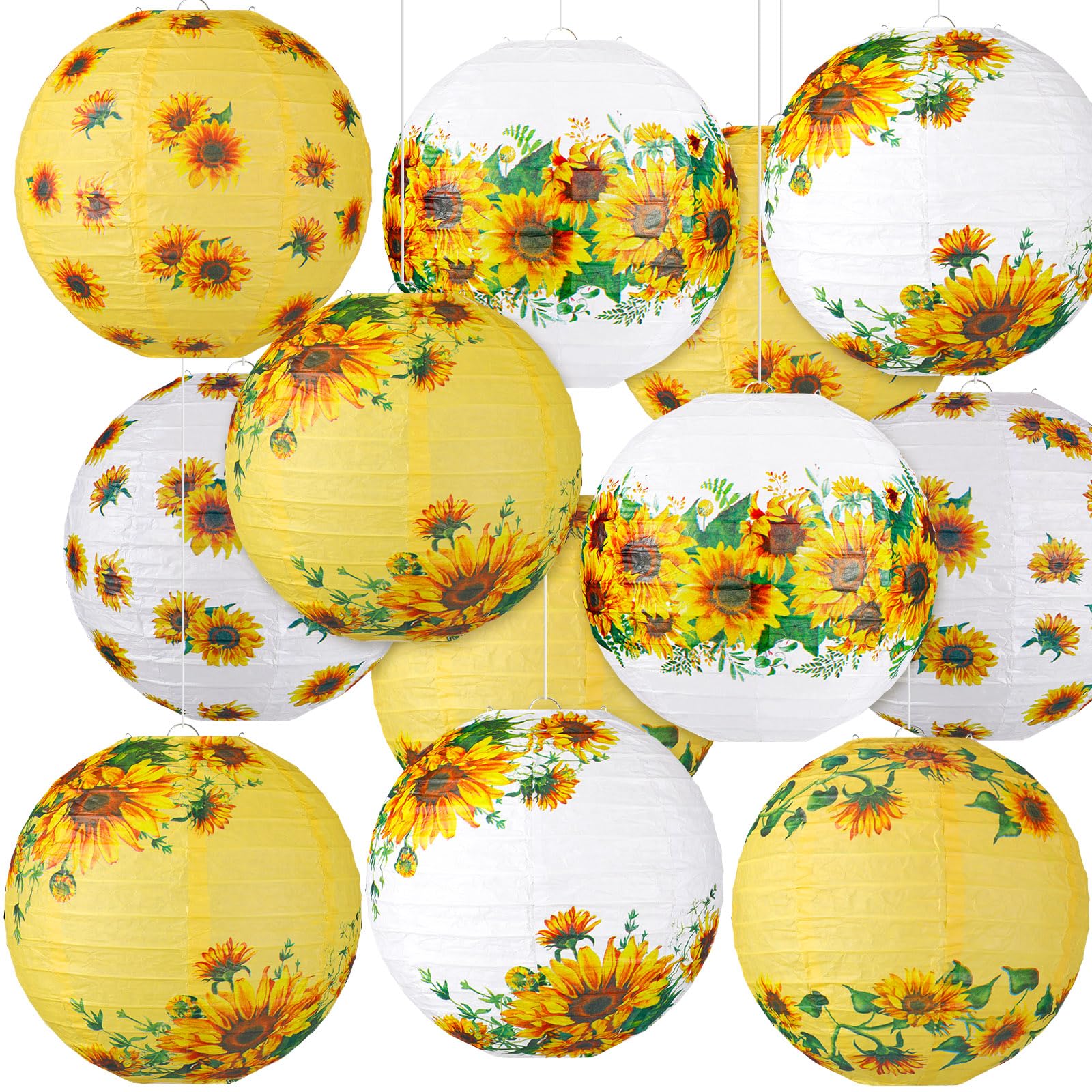 Panelee 12 Pcs Sunflower Party Decorations Paper Lanterns 8 Inches