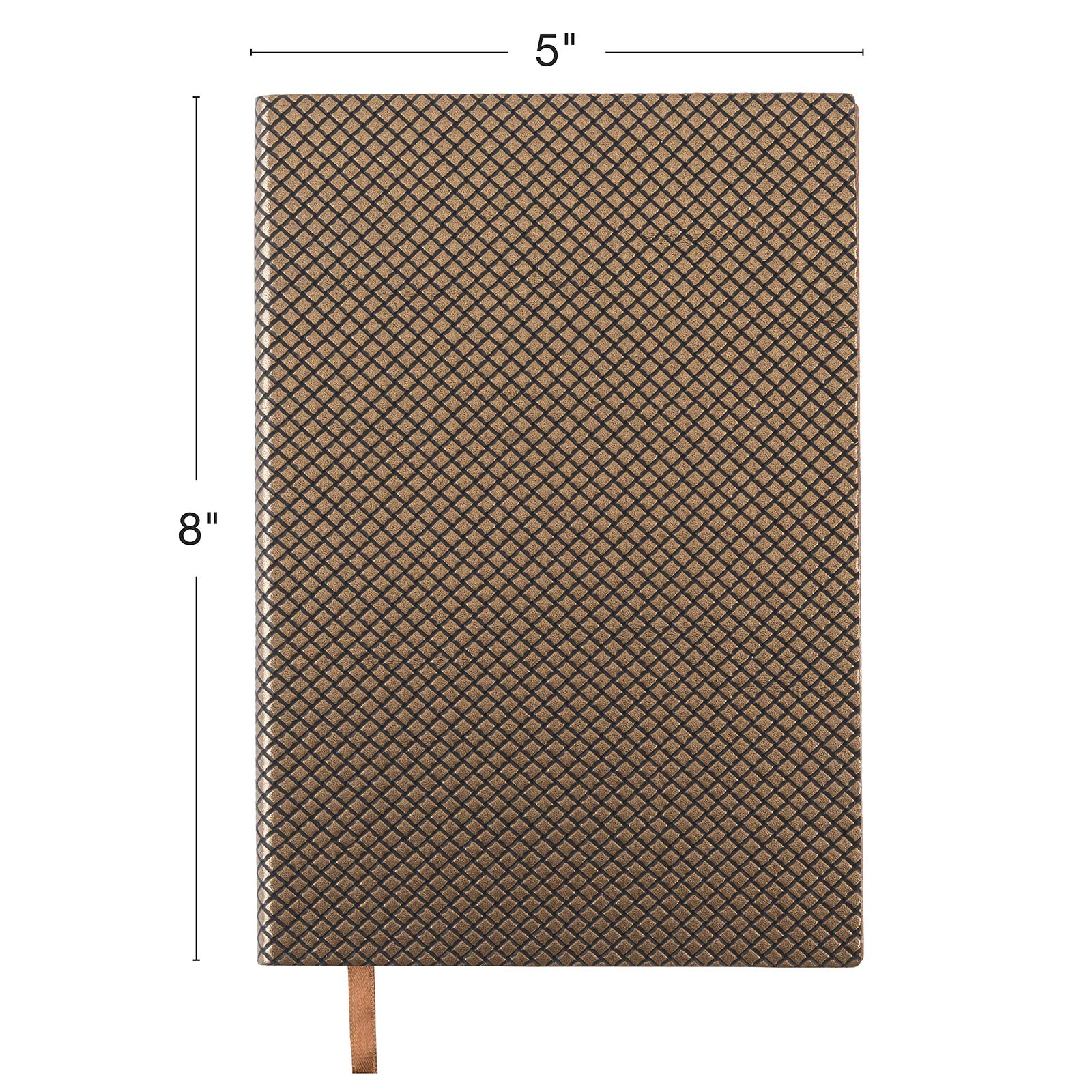 Global Printed Products Wysokiej klasy notatnik z teksturowanym dziennikiem: 5 x 20 cm, 192 strony (96 arkuszy), notatnik w linie (złoty)