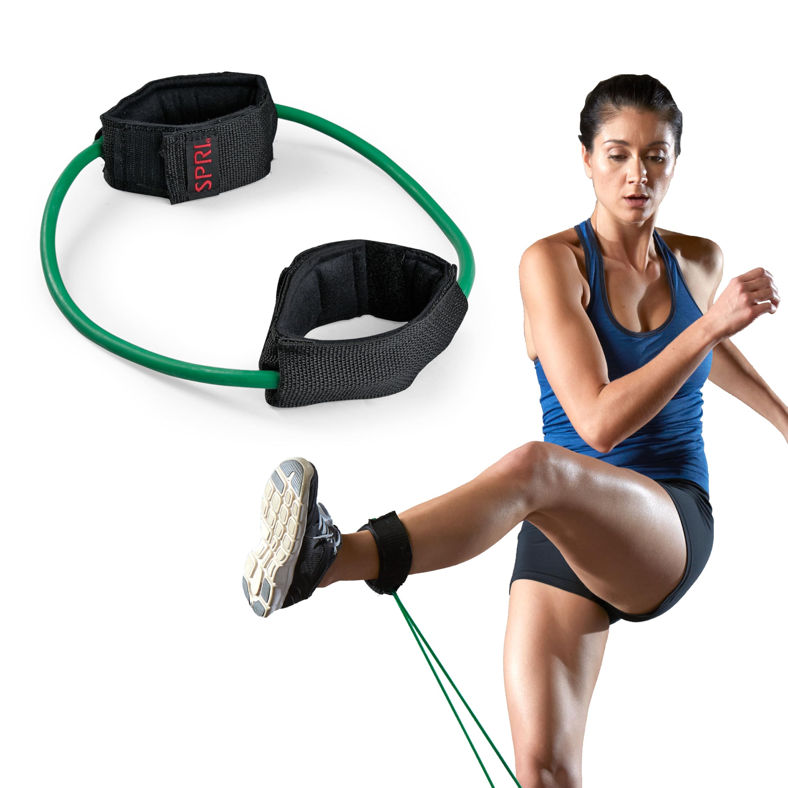 Xercuff Leg Resistance Band Exercise Cord with Non-Slip Padded Ankle Cuffs (All Bands Sold Separately) Portable for the Gym or At Home Workout Equipment