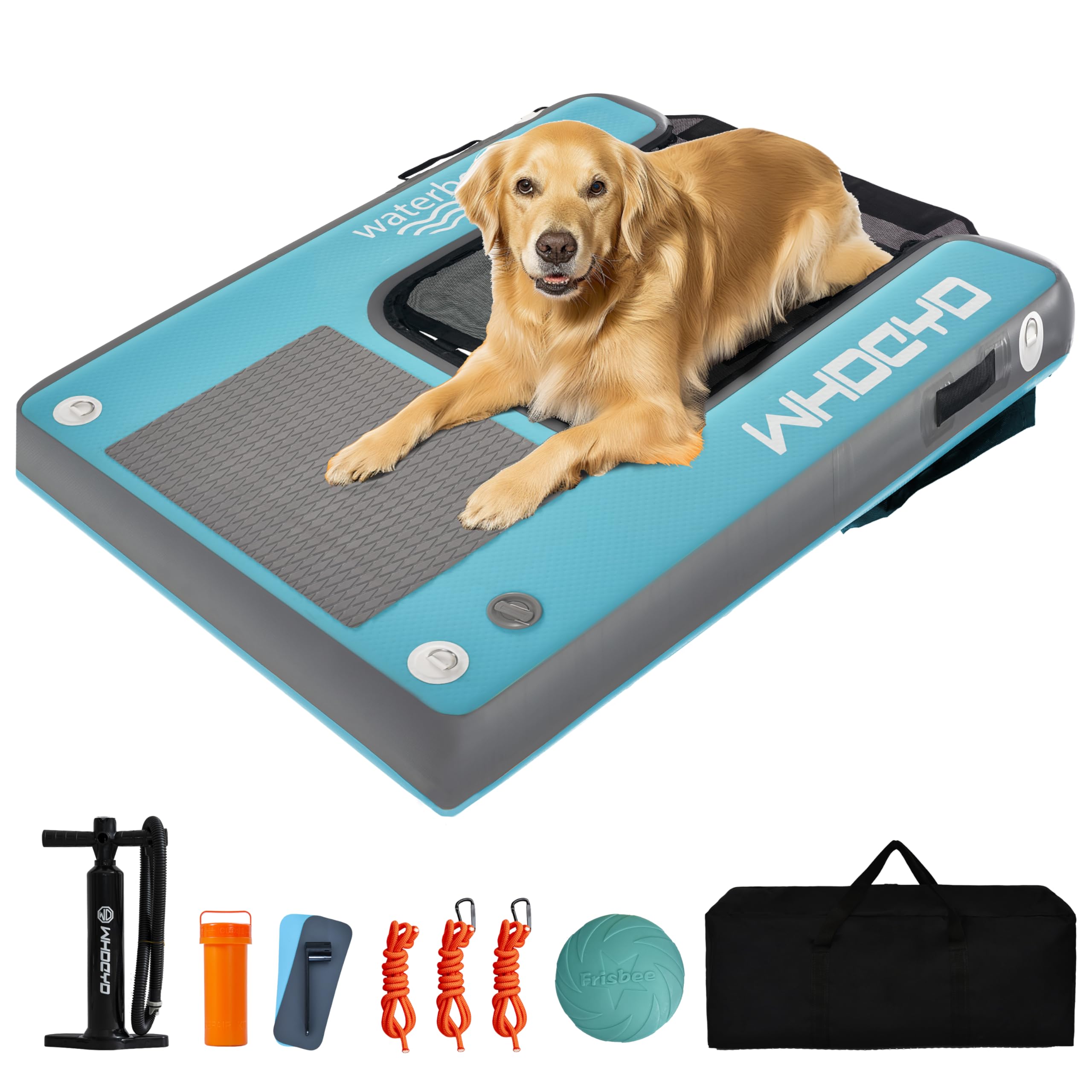 Scaletta gonfiabile per cani con rampa galleggiante per piscine, barche, banchine, cani, scaletta per animali domestici, fino a 90,7 kg, per uso umano, frisbee