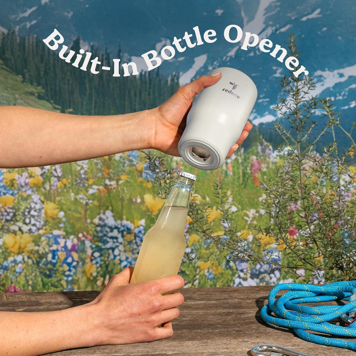 Reduce 4-in-1 Drink Cooler -Versatile Can & Bottle Holder with Vacuum Insulation-Keeps Drinks Cold Up to 4 Hours-Includes Bottle Opener-Fits Cupholders & Dishwasher Safe-14oz- Classic Coolers - 4 Pack