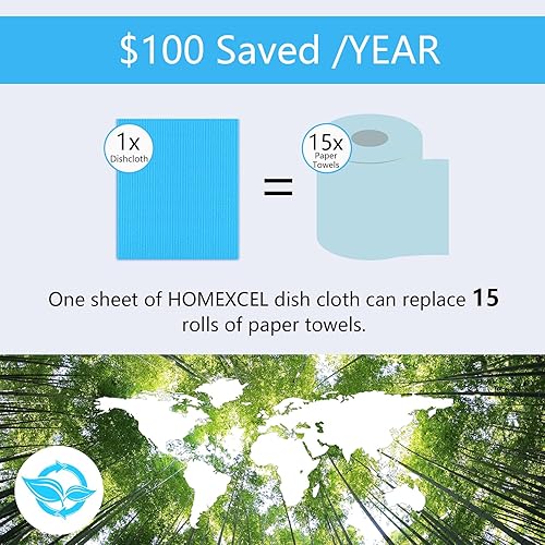 Miniatura 6 de HOMEXCEL Paquete de 10 paños de cocina suecos para cocina, paños de esponja reutilizables, toallas de papel ecológicas y platos de lavado, altamente