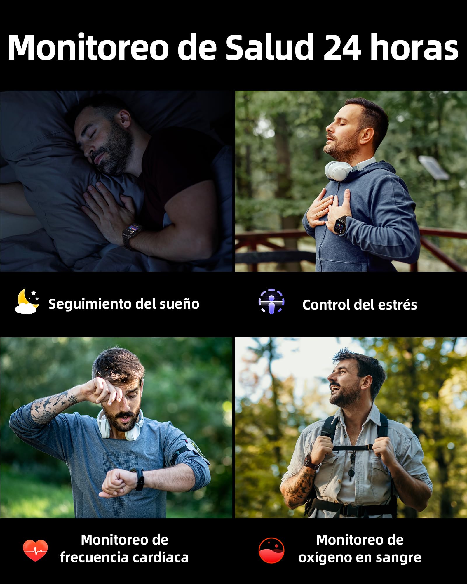 Parsonver Smartwatch GPS dla mężczyzn z wbudowanym GPS, czas pracy 10 dni, 400+ tarcz zegarka, kompas, smartwatch ze 100+ trybami sportowymi, połączenia Bluetooth, tętno, sen (czarny, 1,95")